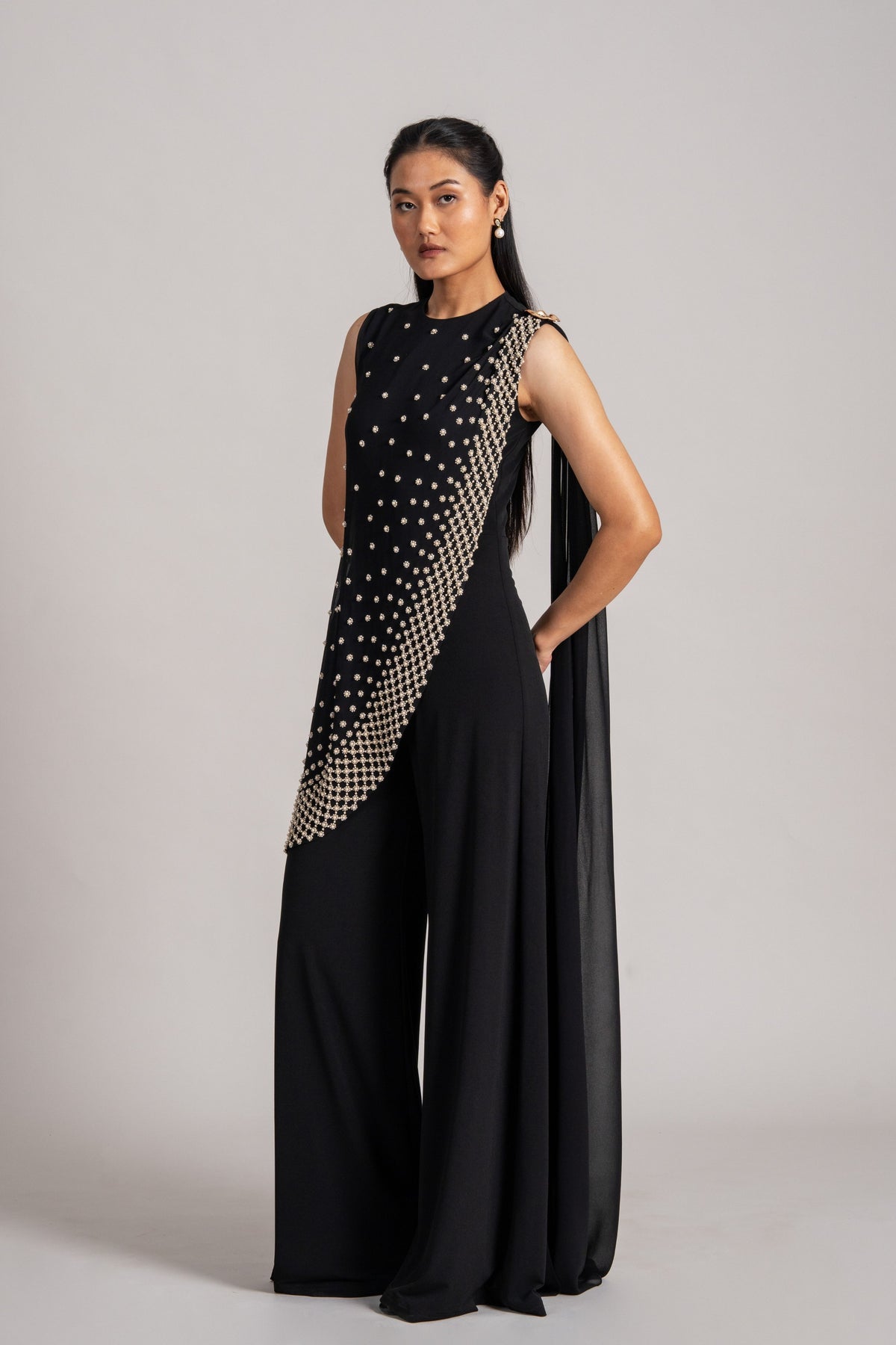 Pearl Meteor Draped Jumpsuit
