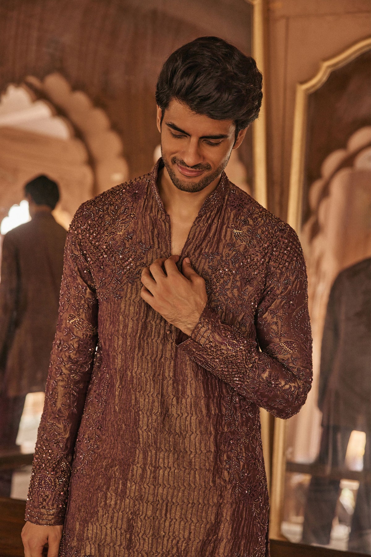 Purple Tissue Kurta Set