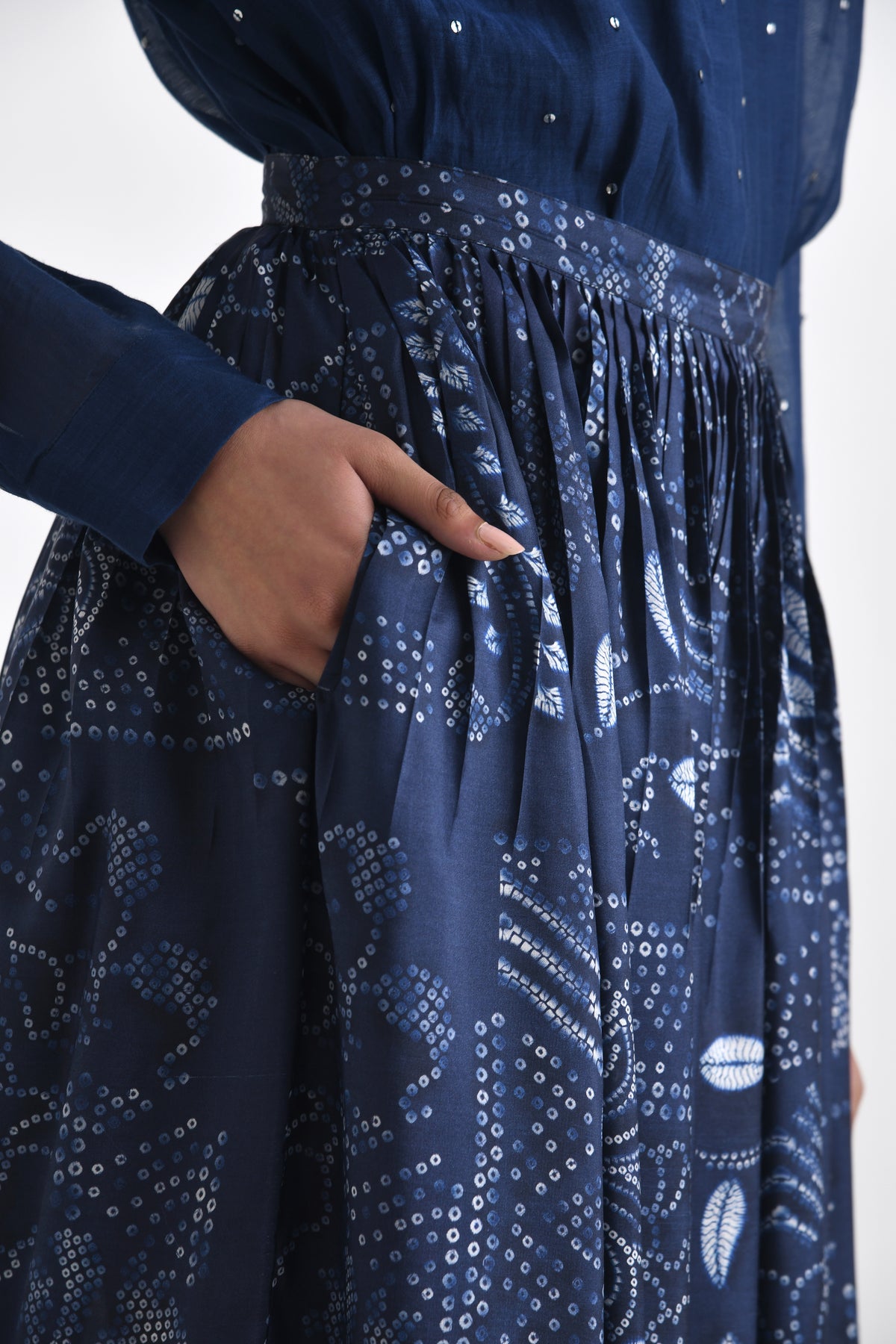 Navy Pella Pleated Skirt