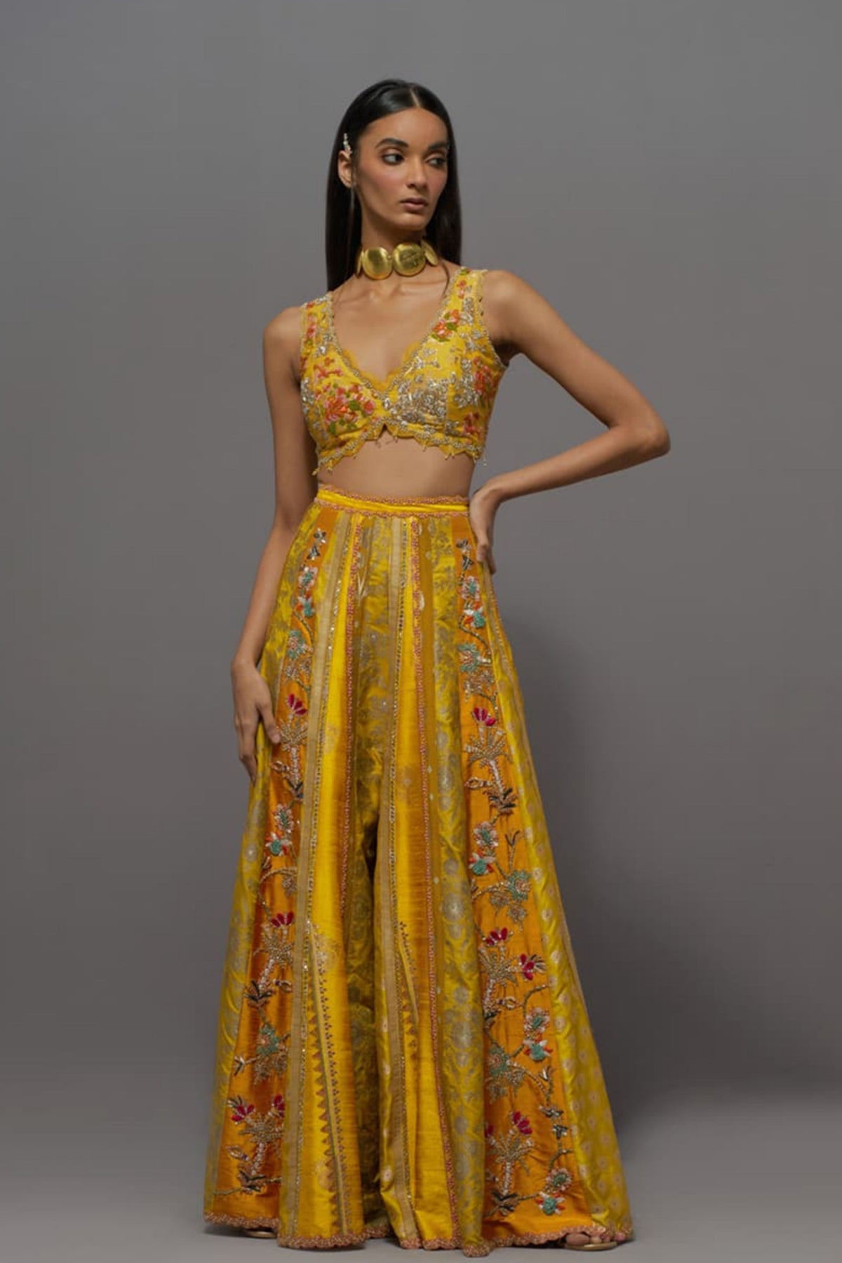 Yellow Embellished Sharara Set