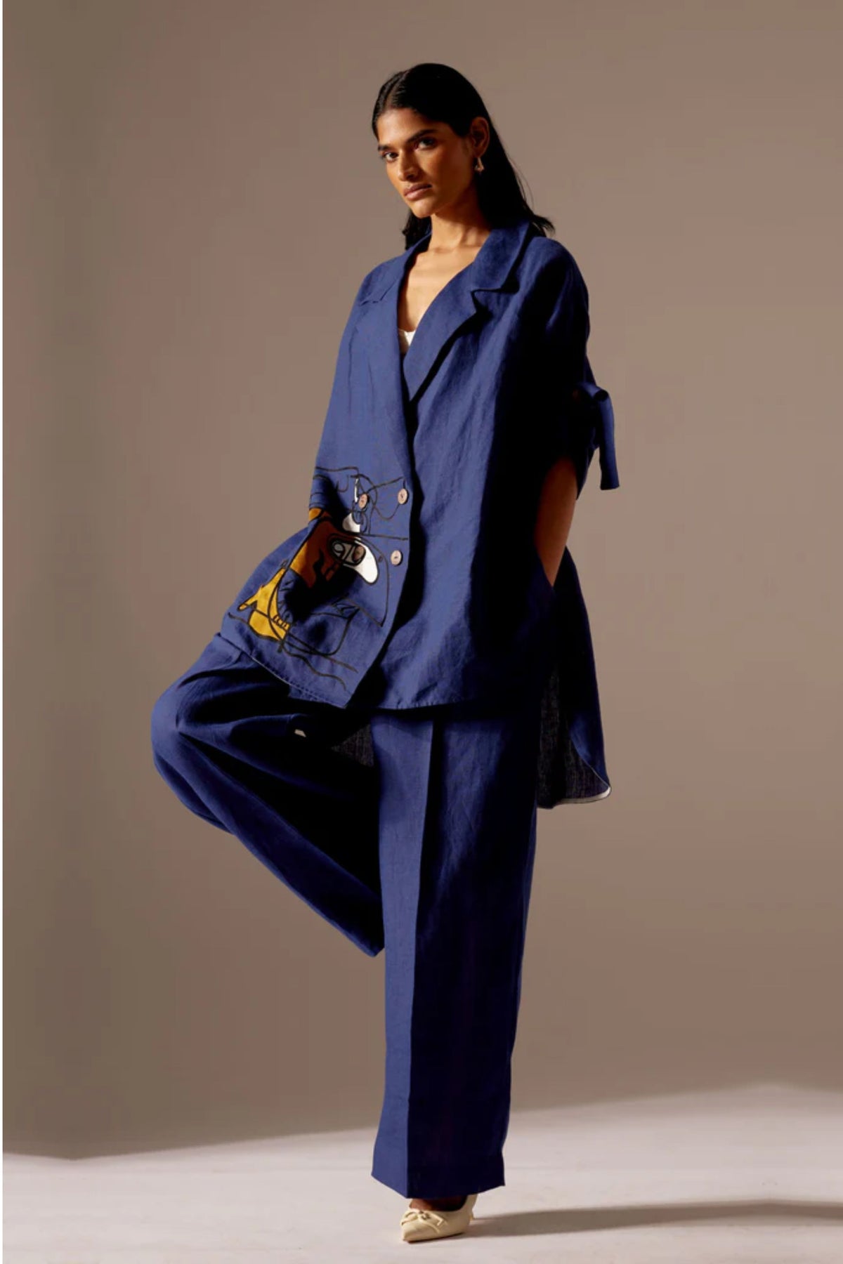 Blue Oversized Jacket Set
