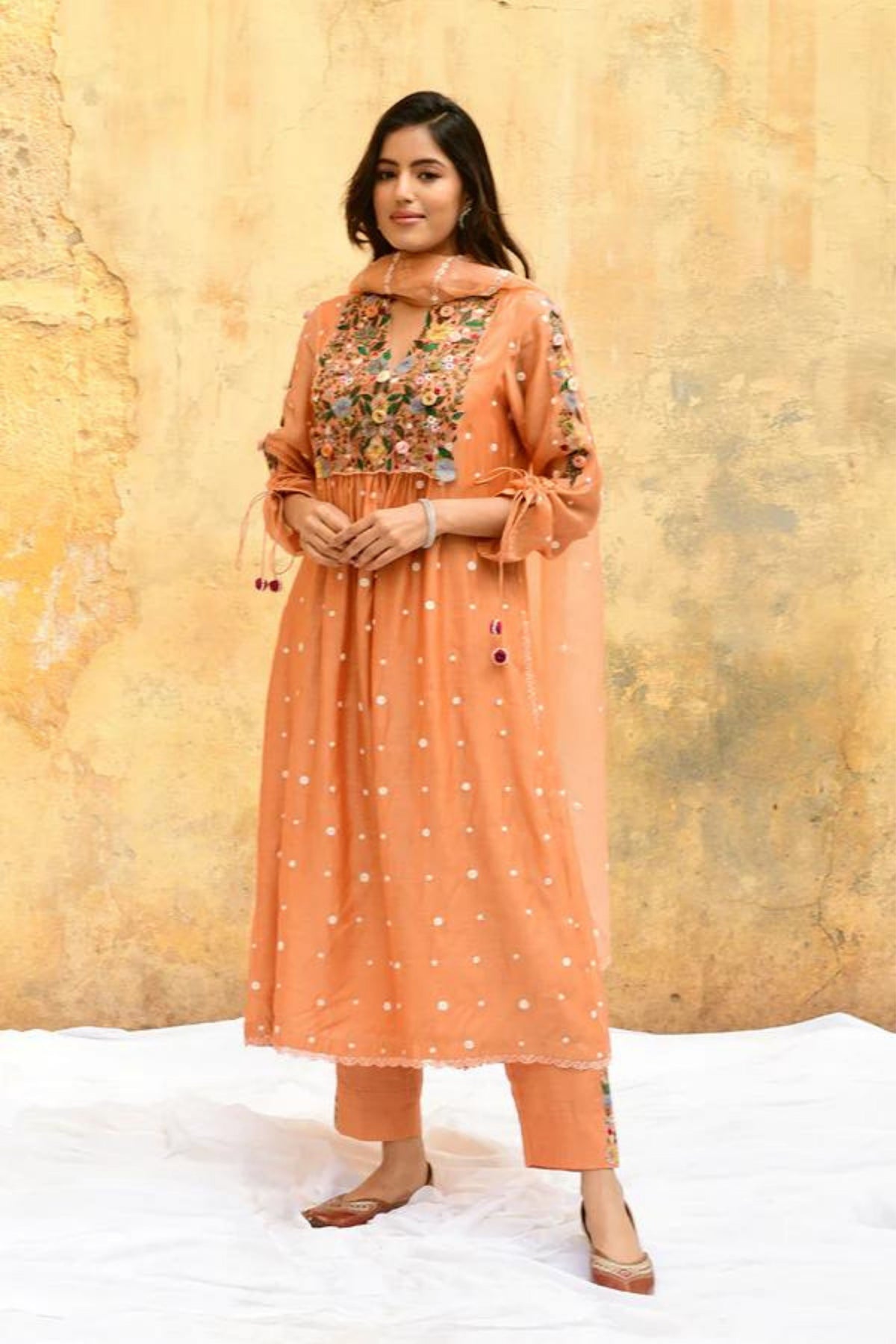 Peach Orchid Kurta Set