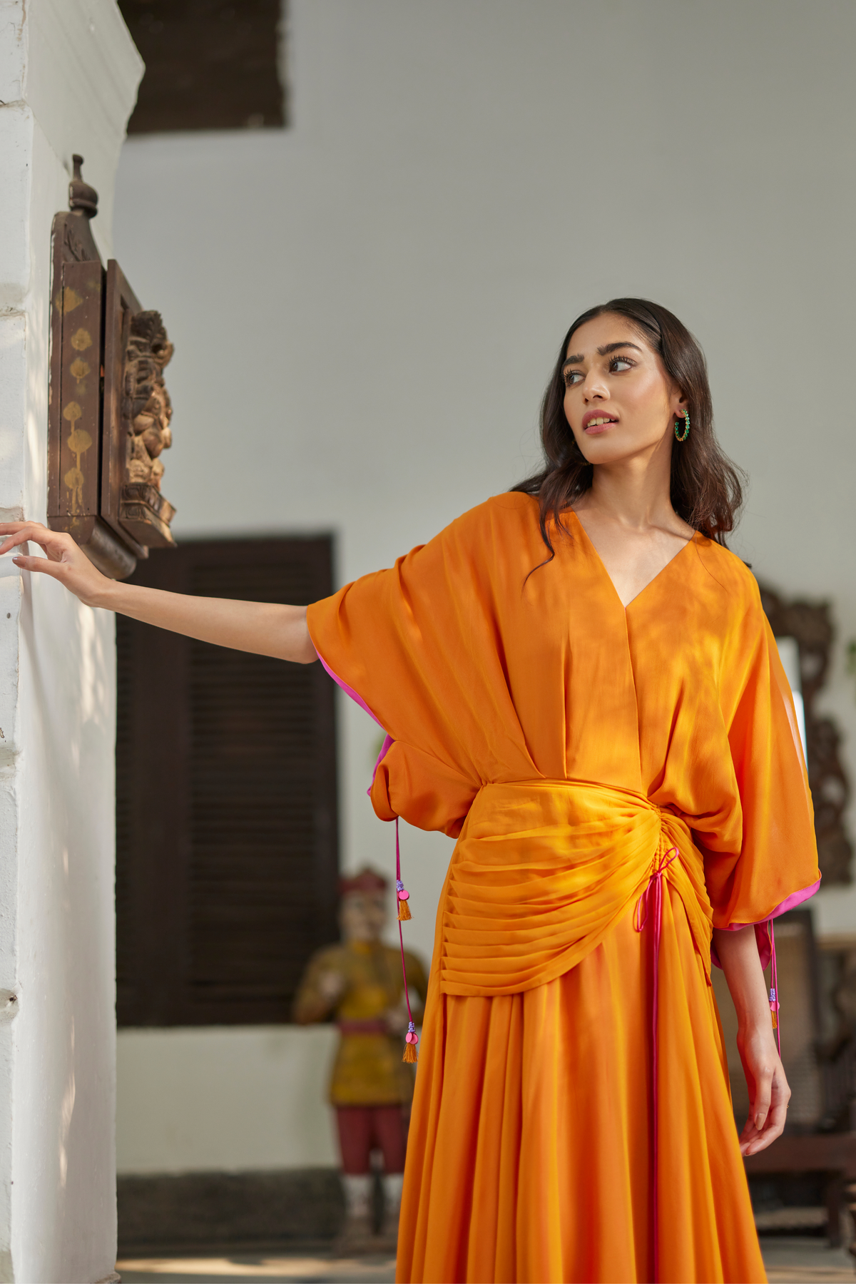 Orange Hibiscus Flare Dress