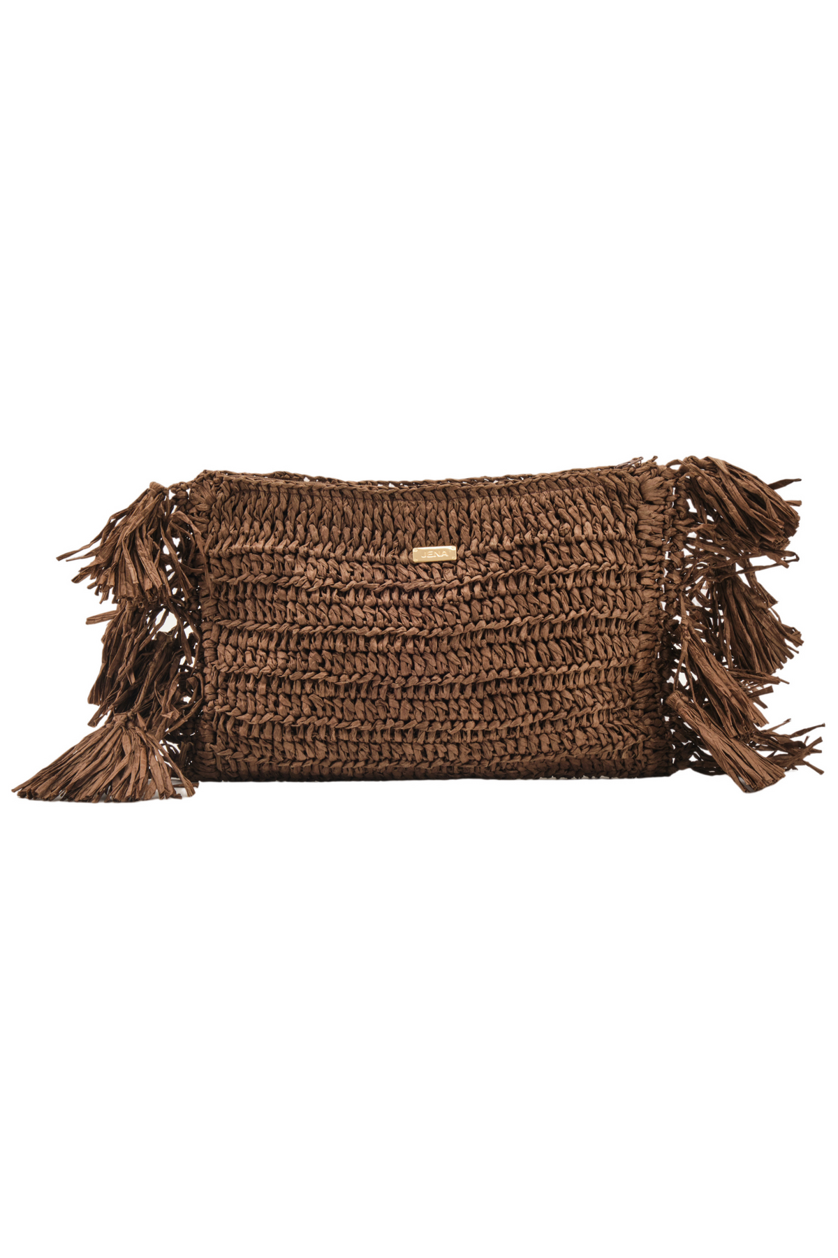 Raffia Clutch With Tassels
