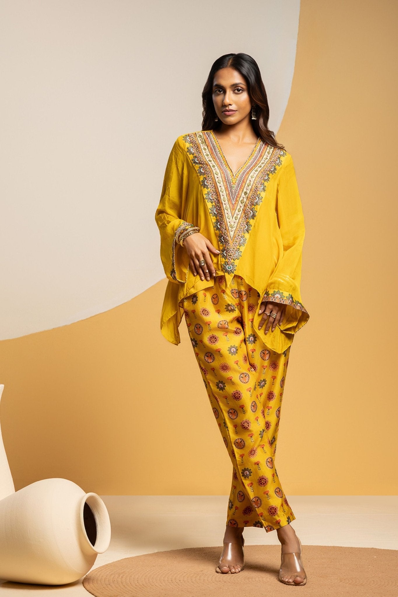 Yellow Asymmetric Co - ord Set - Sougat Paul - Elahe