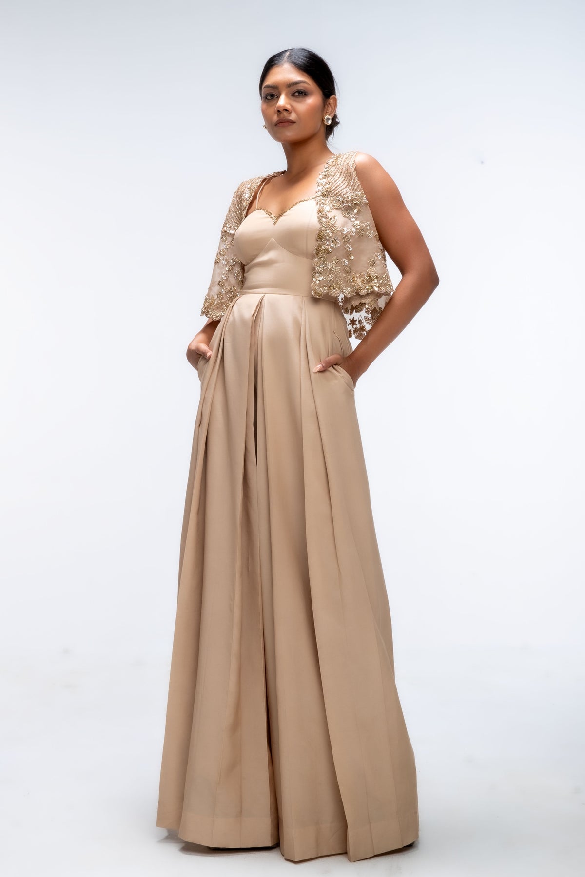 Golden Mirage Radiance Cape Jumpsuit