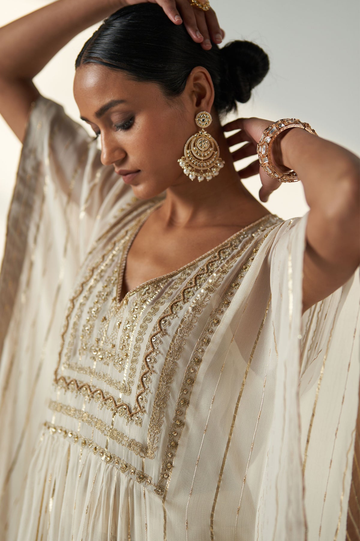 Suhana Ivory Kaftan Gharara Set