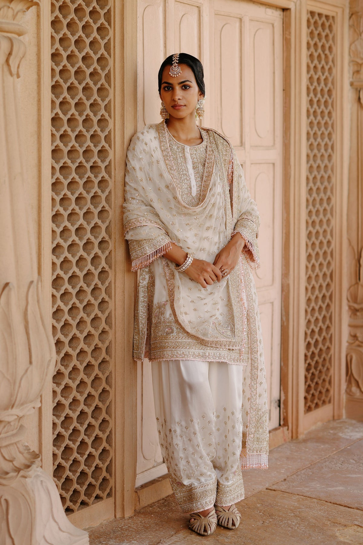 Ansha Ivory Short Kurta Set