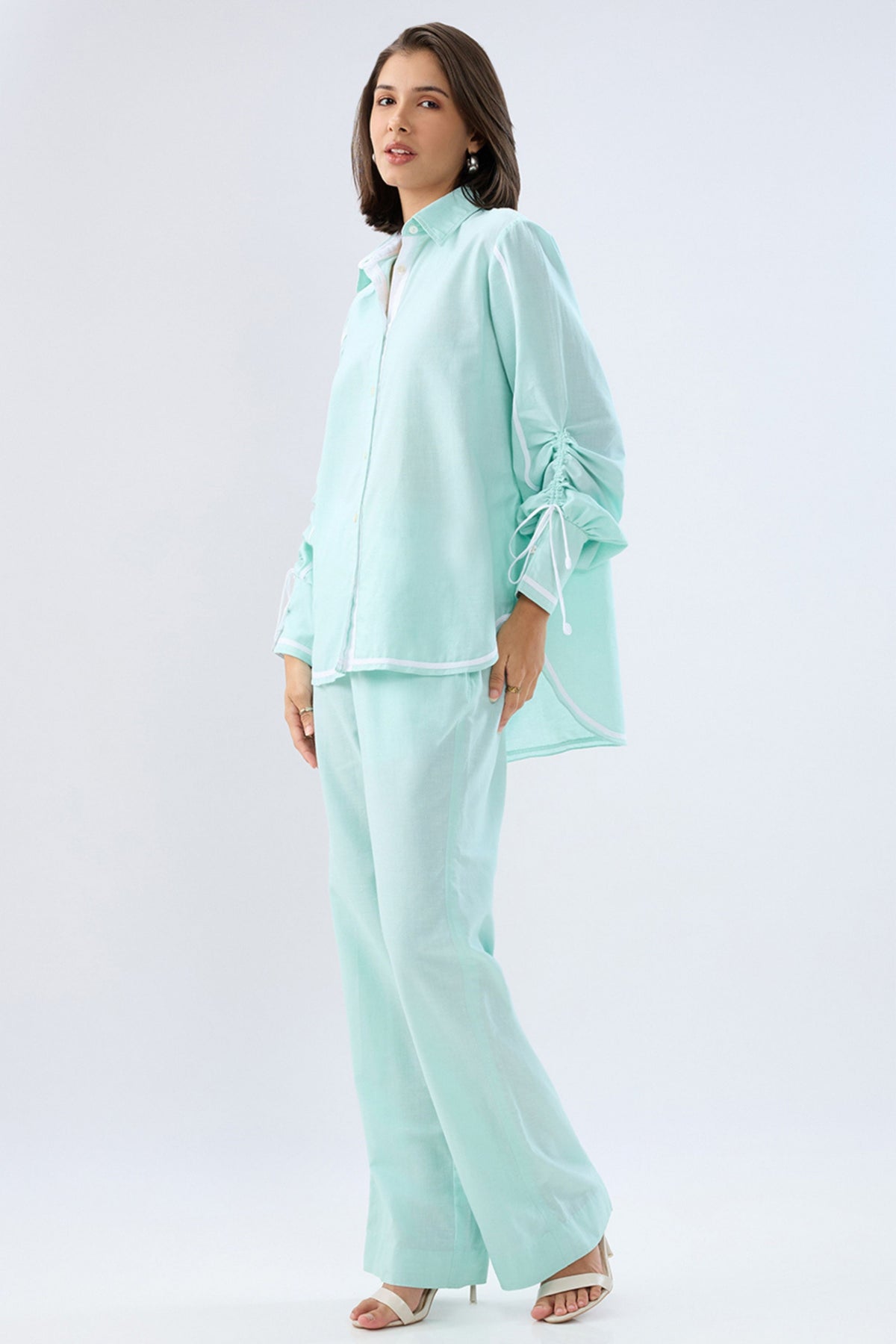 Blue Shirt Style Co-ord Set