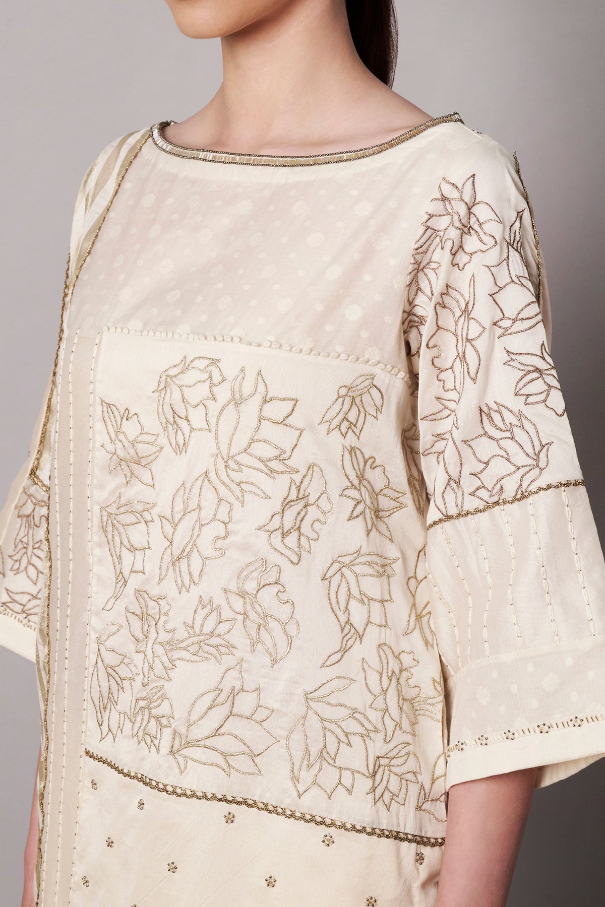 Spring Collage Ivory Kurta Set