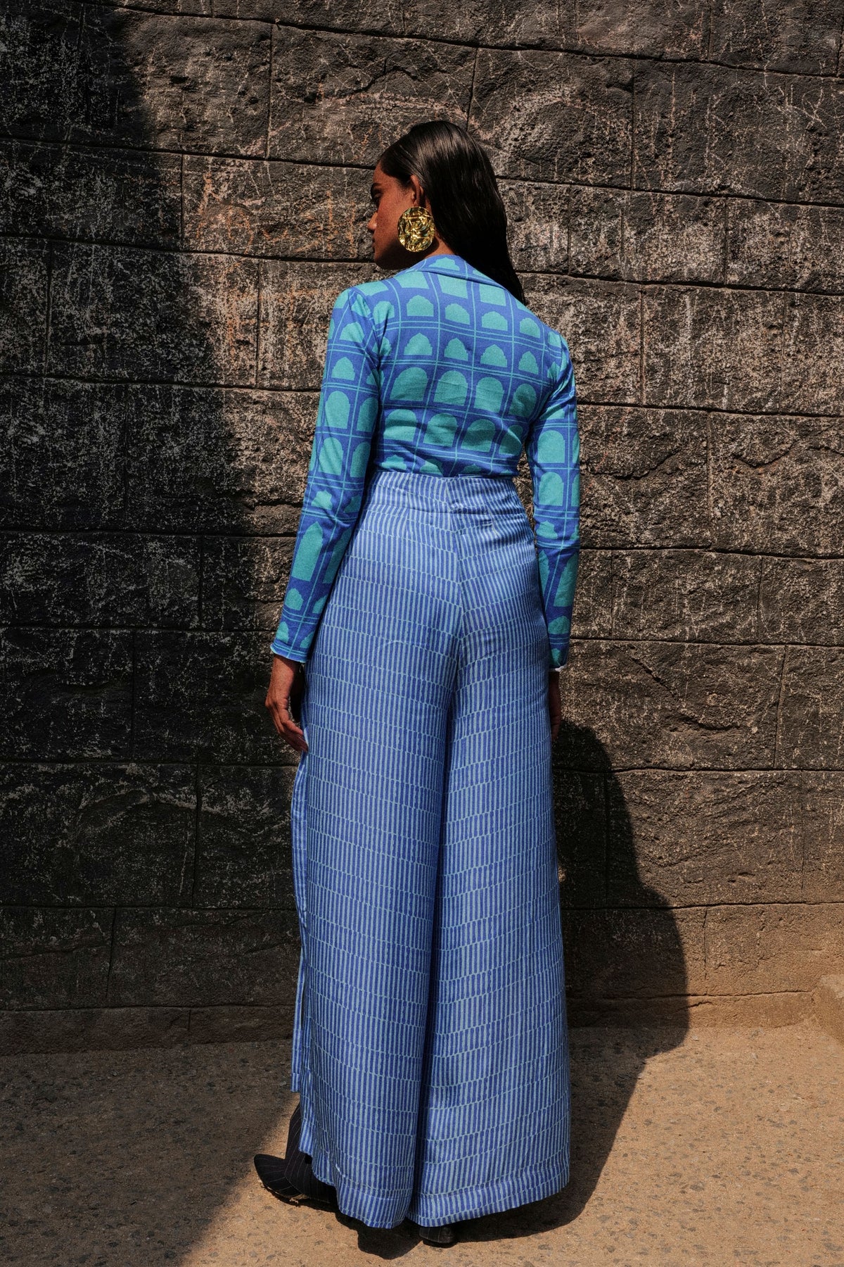 Overlap Pant in Blue Stripe