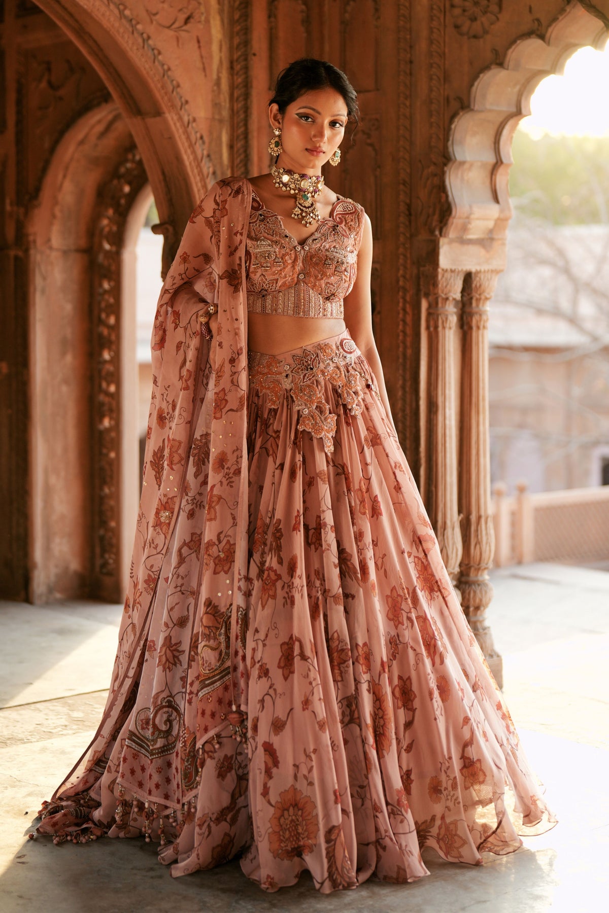 Powder Pink Embroidered Lehenga Set