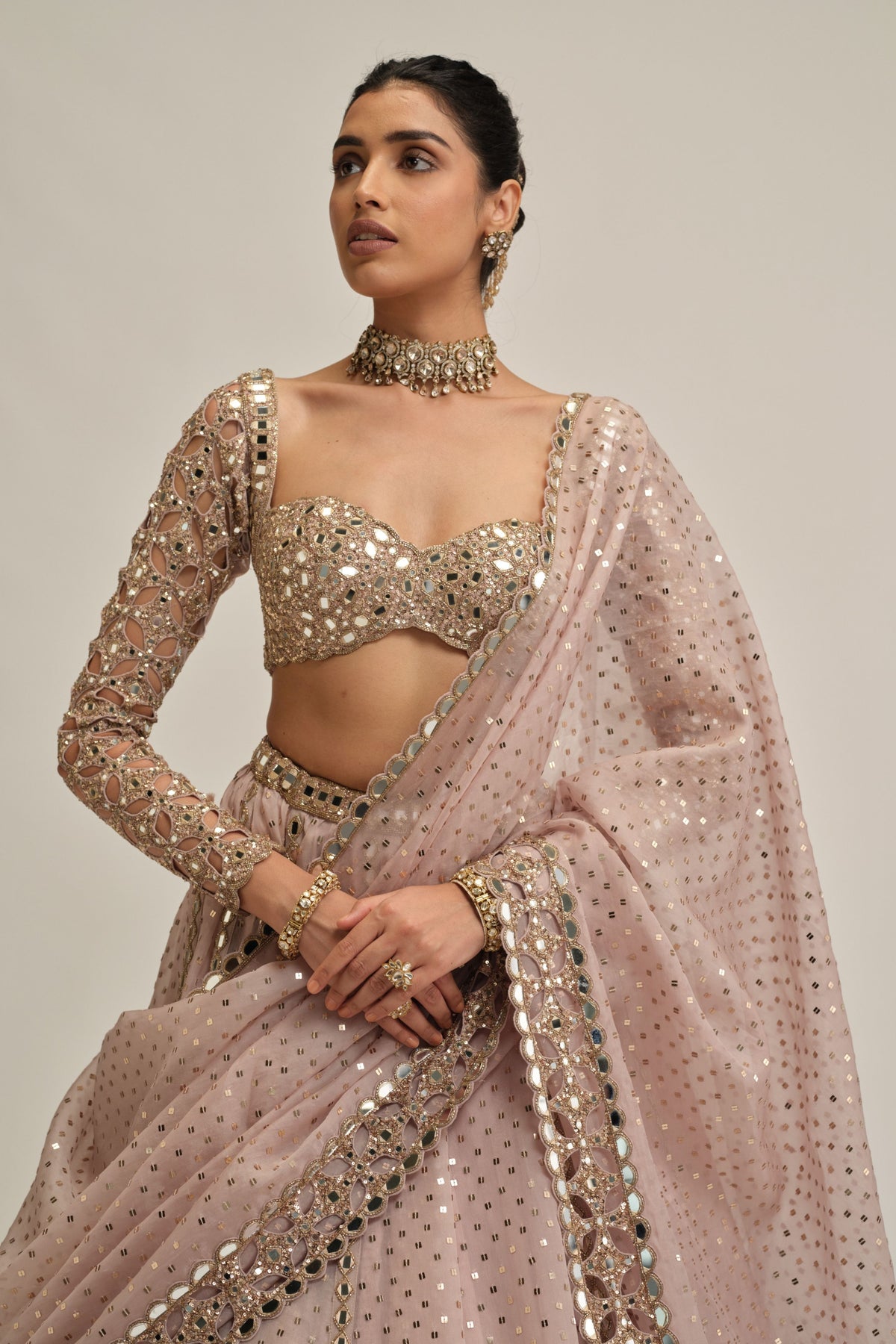 Ash Pink Lehenga Set