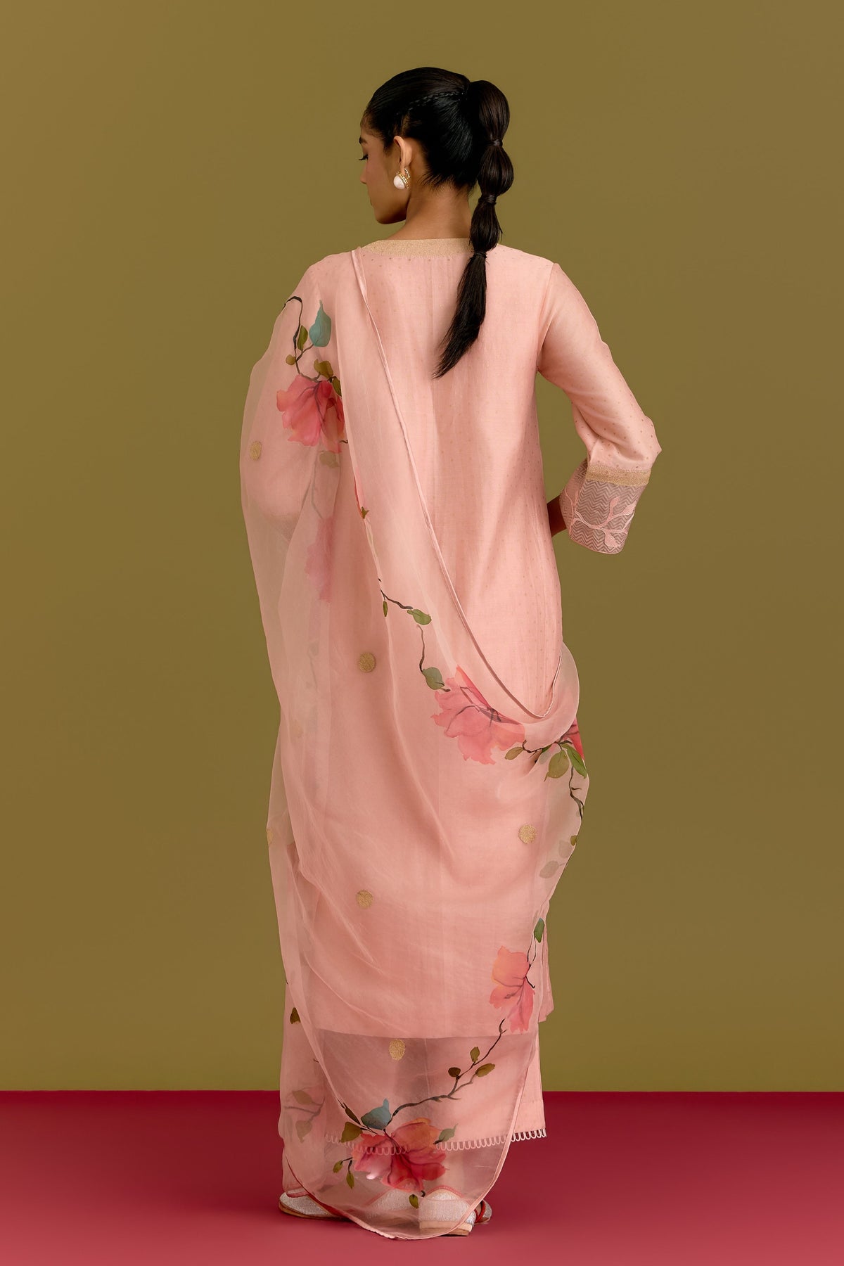 Pink Hand Painted Kurta Set