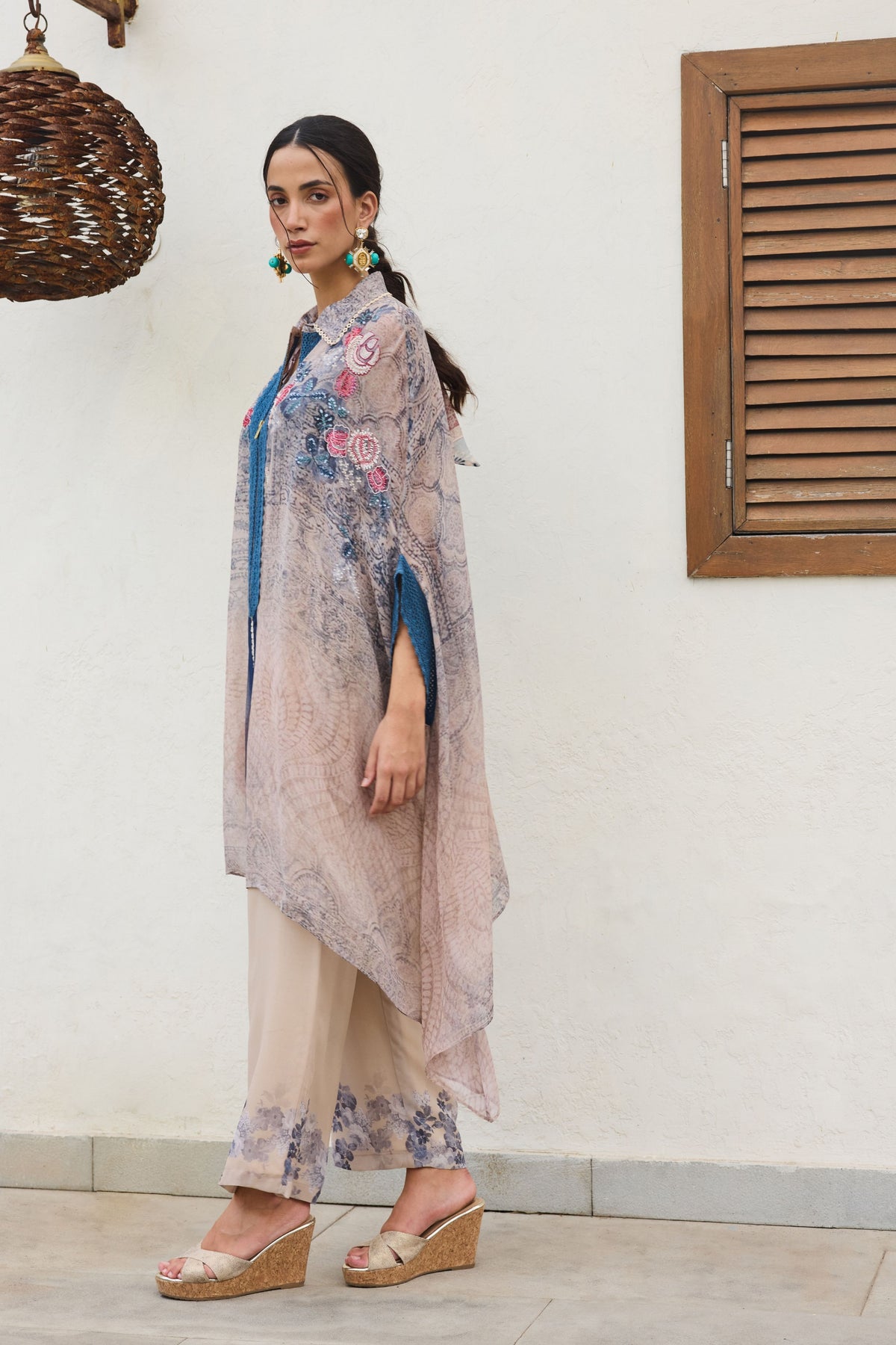Ira Blue Printed Tunic Set
