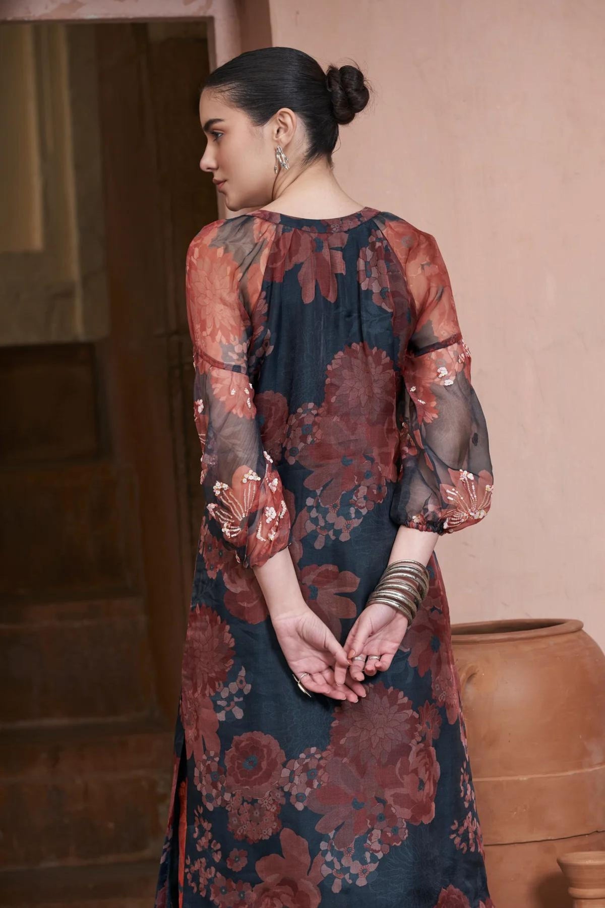 Navy Moroccan Organza Zar Dress