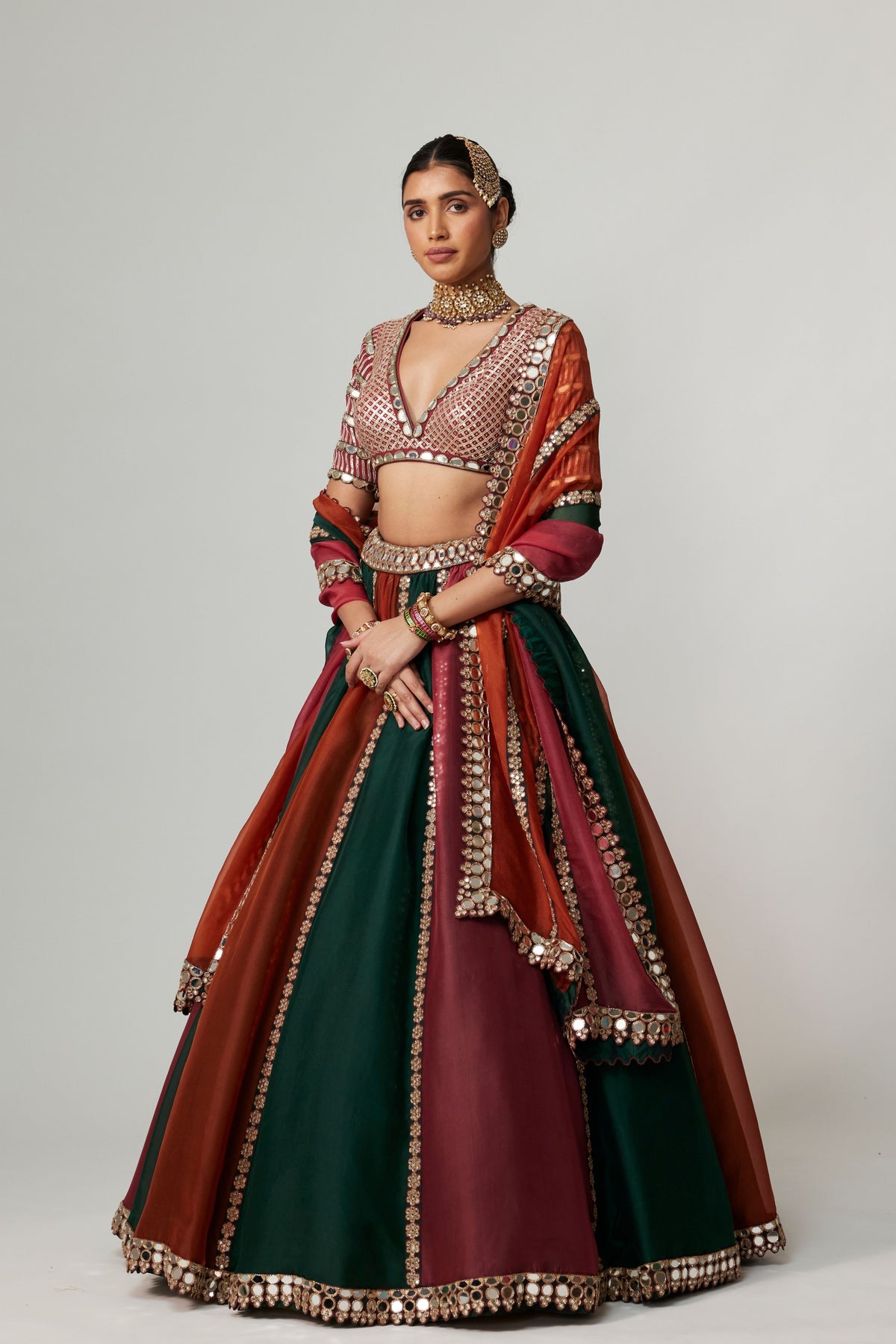 Cranberry Multicolor Lehenga Set