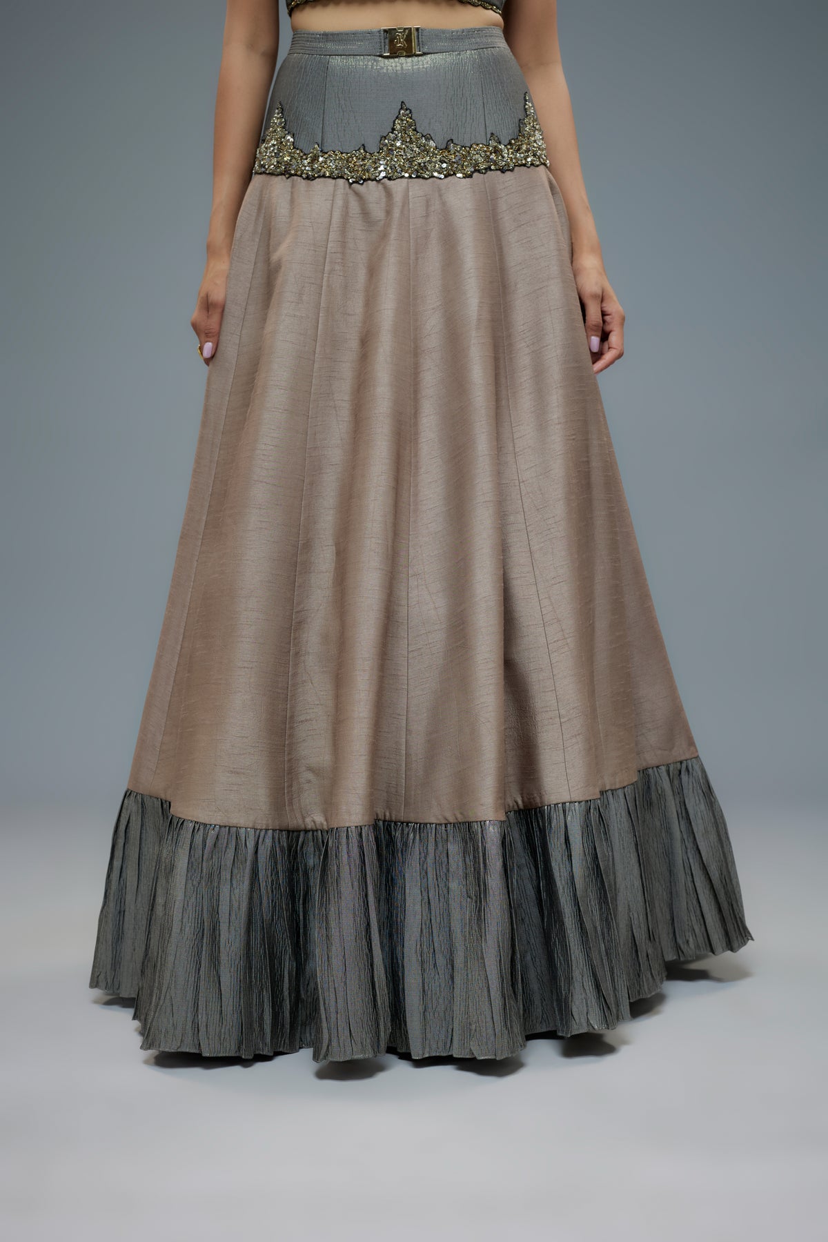 Grey and Pink Lehenga Set