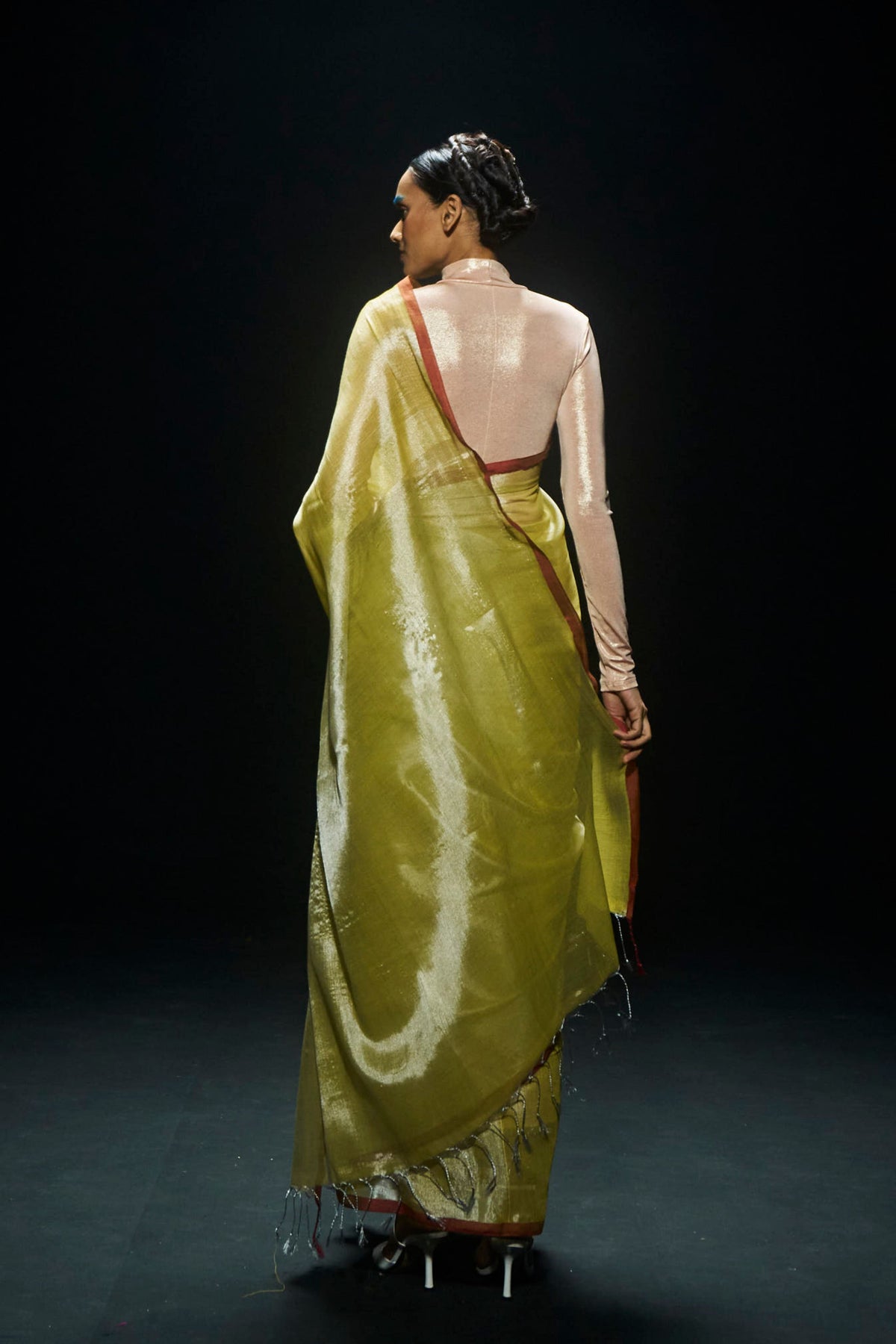 Yellow Zari Tissue Saree