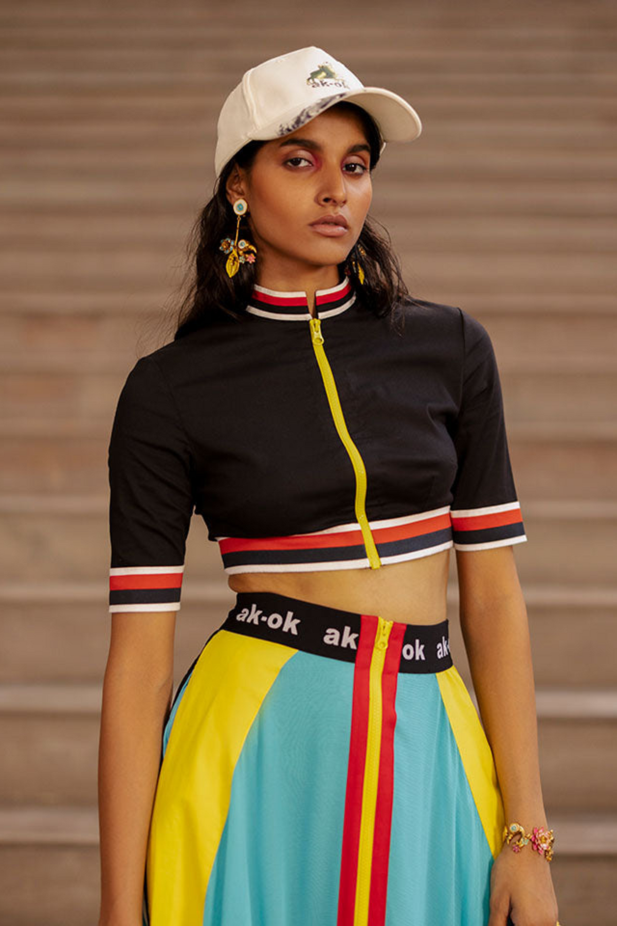 Lehenga Skirt And Top With Sporty Detail