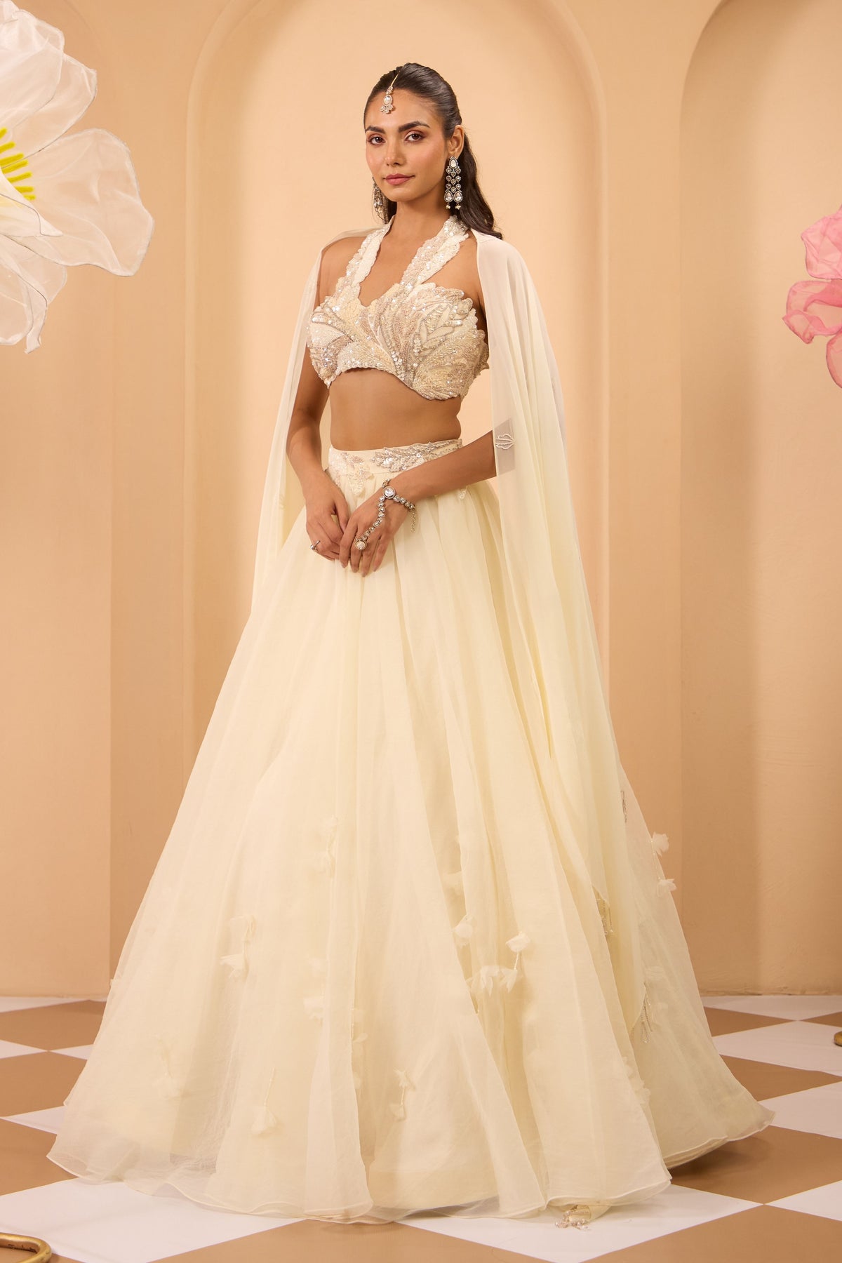 Hand-embroidered Sequined Lehenga Set