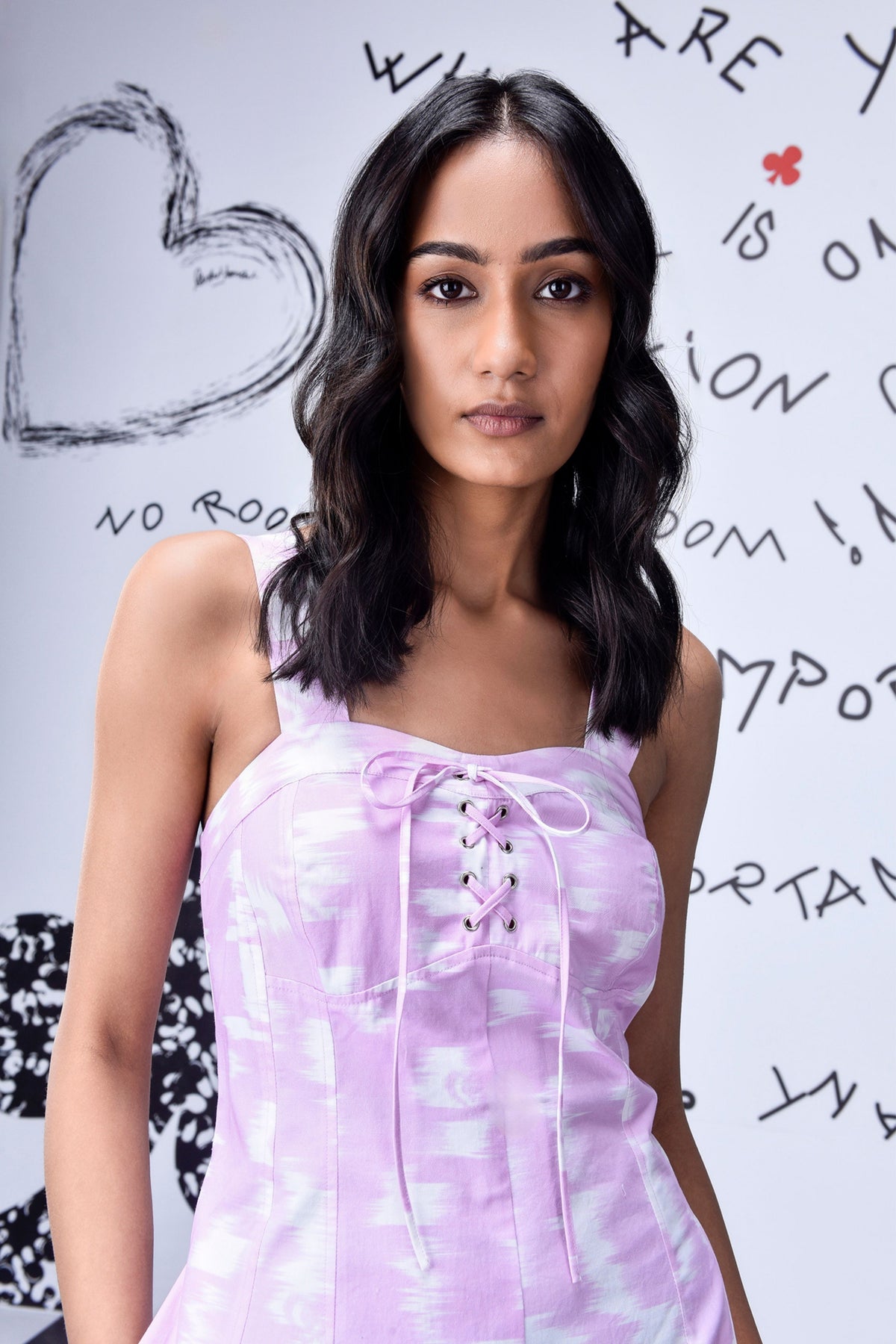 Ikkat Check Dungaree Smoothie Pink