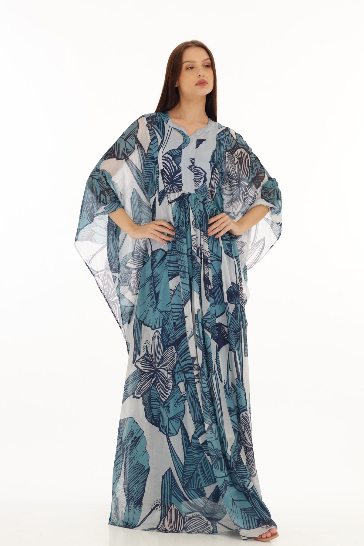 Blue and White Kaftan Dress