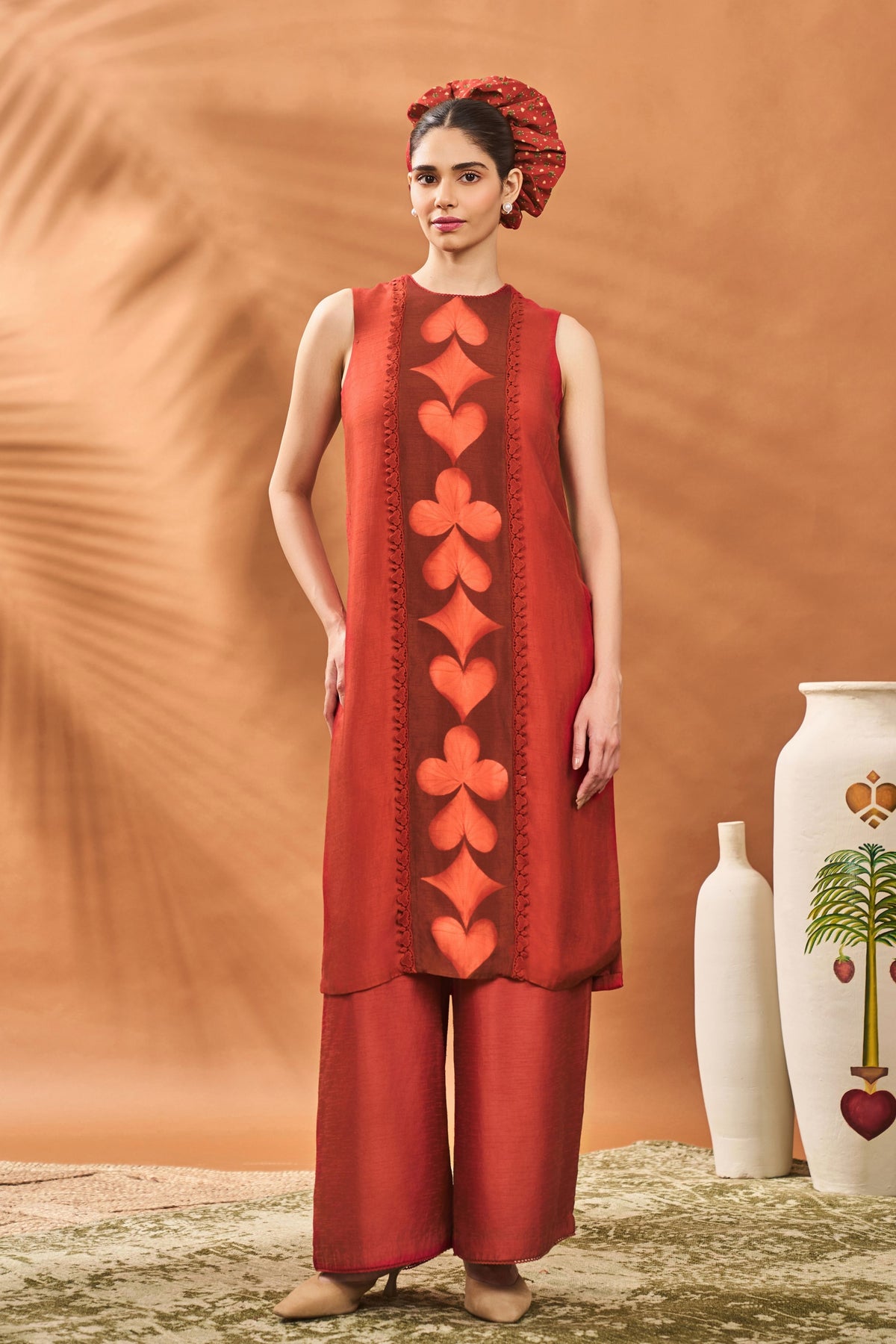 Red All Fours Tunic Set