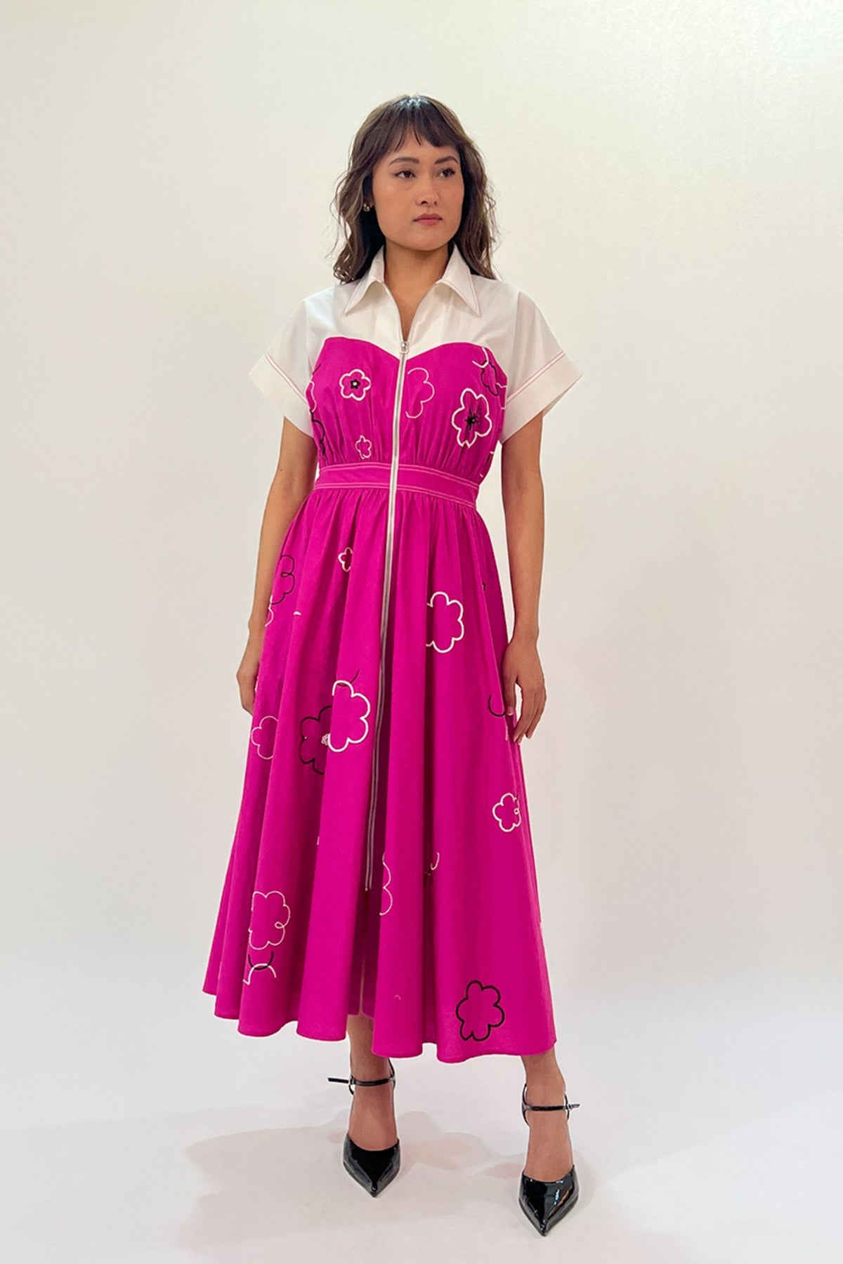 Ditsy Cup Zip Dress
