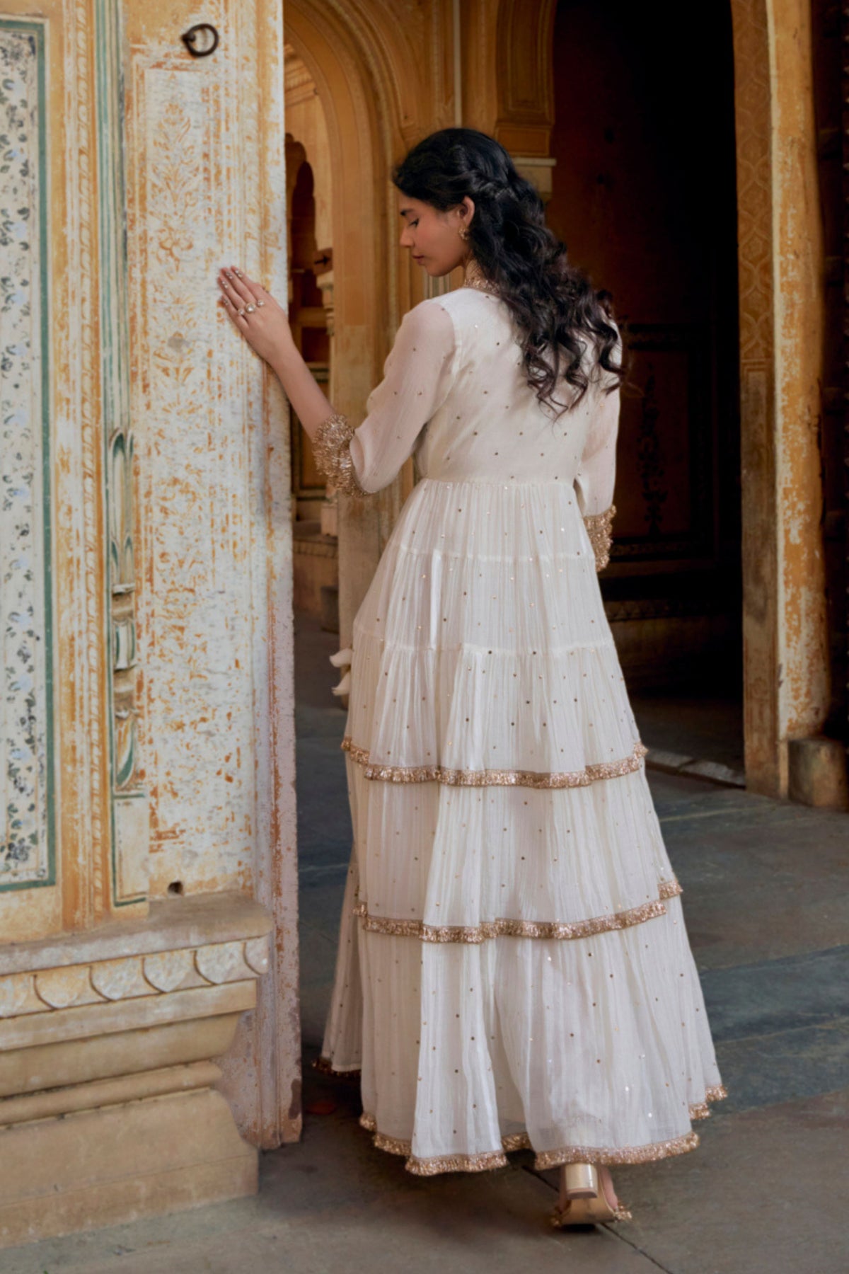 Ivory Tiered Angrakha Set