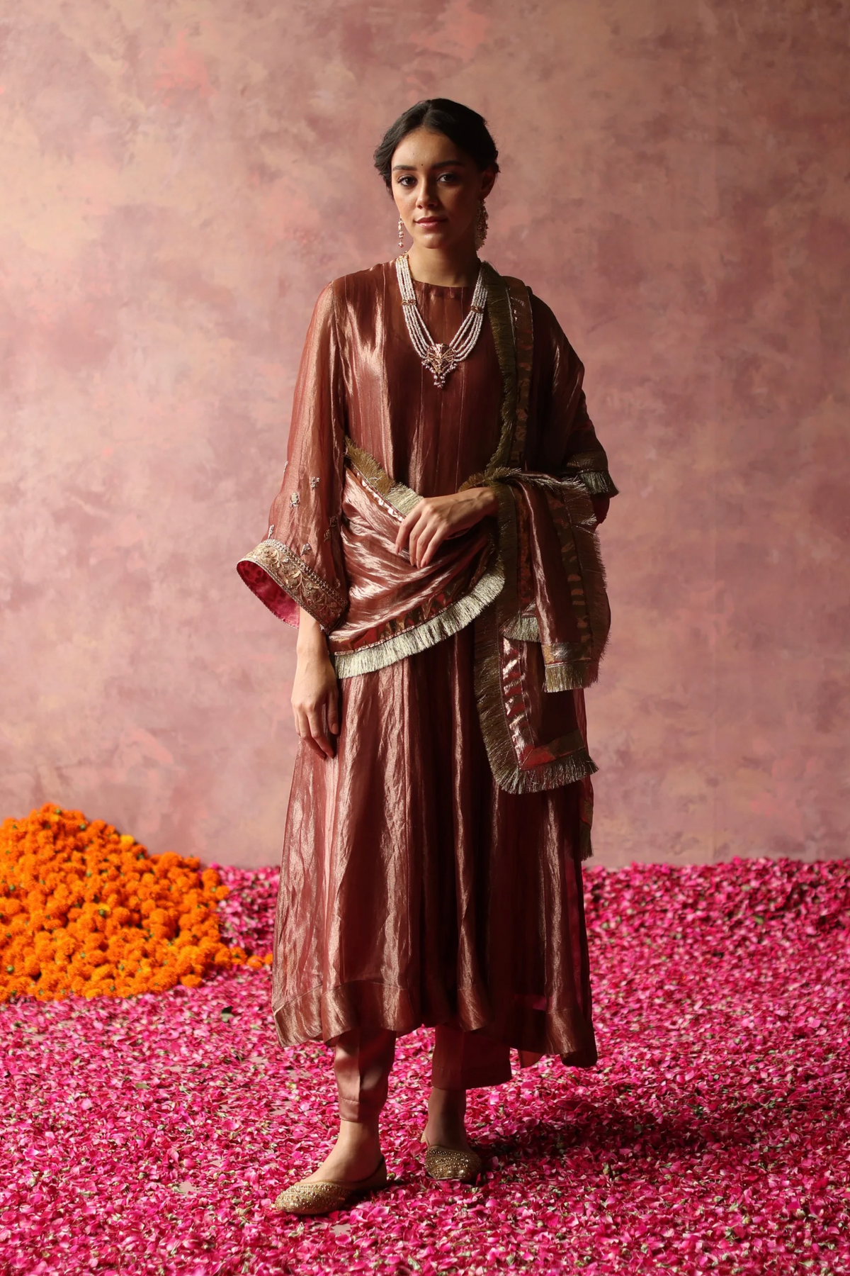 Zaahra Rose Gold Kurta Set