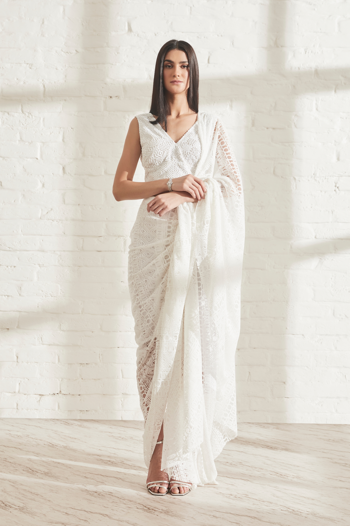 Godet Sari With Masai Top