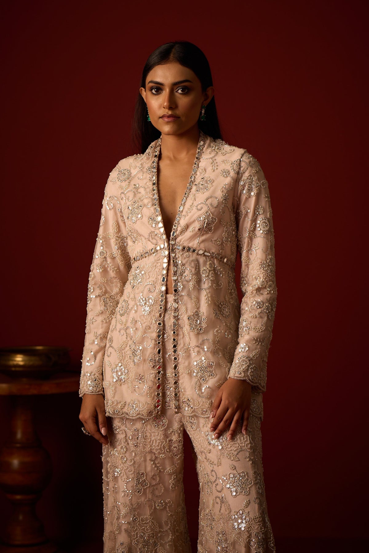 Embroidered Peplum Blazer