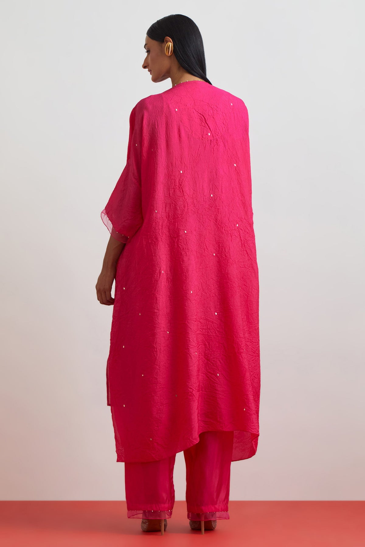 Hot Pink Embroidered Kaftan Set