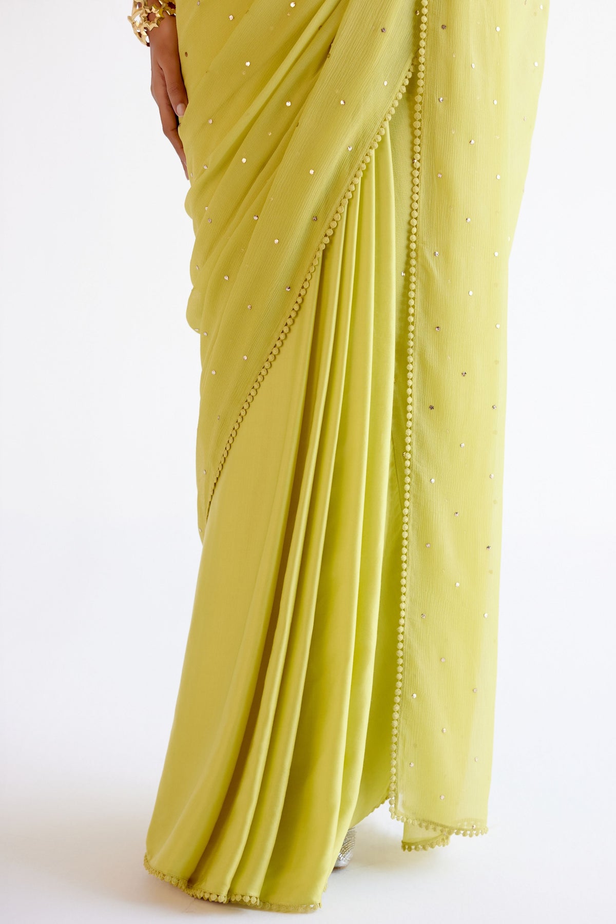 Green Mukaish Saree Set