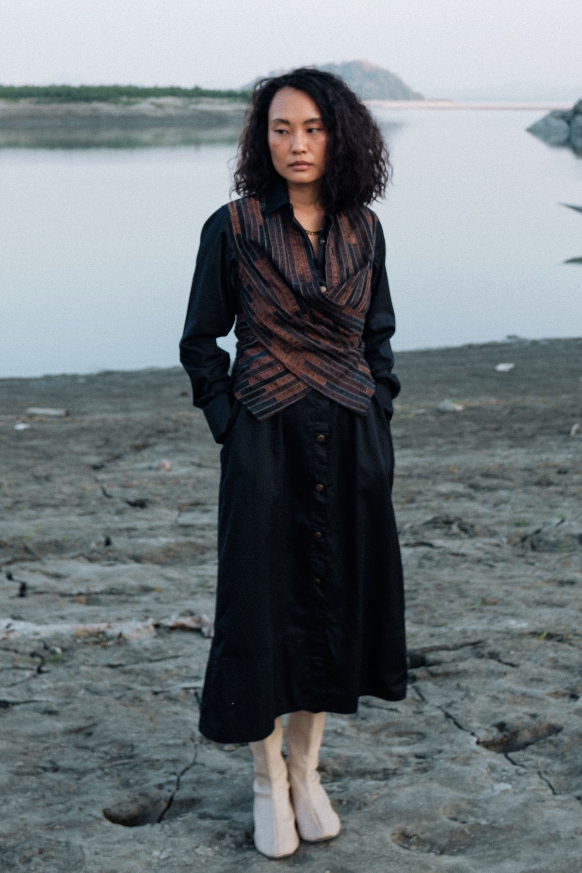 Seattle Black Copper Wrap Dress