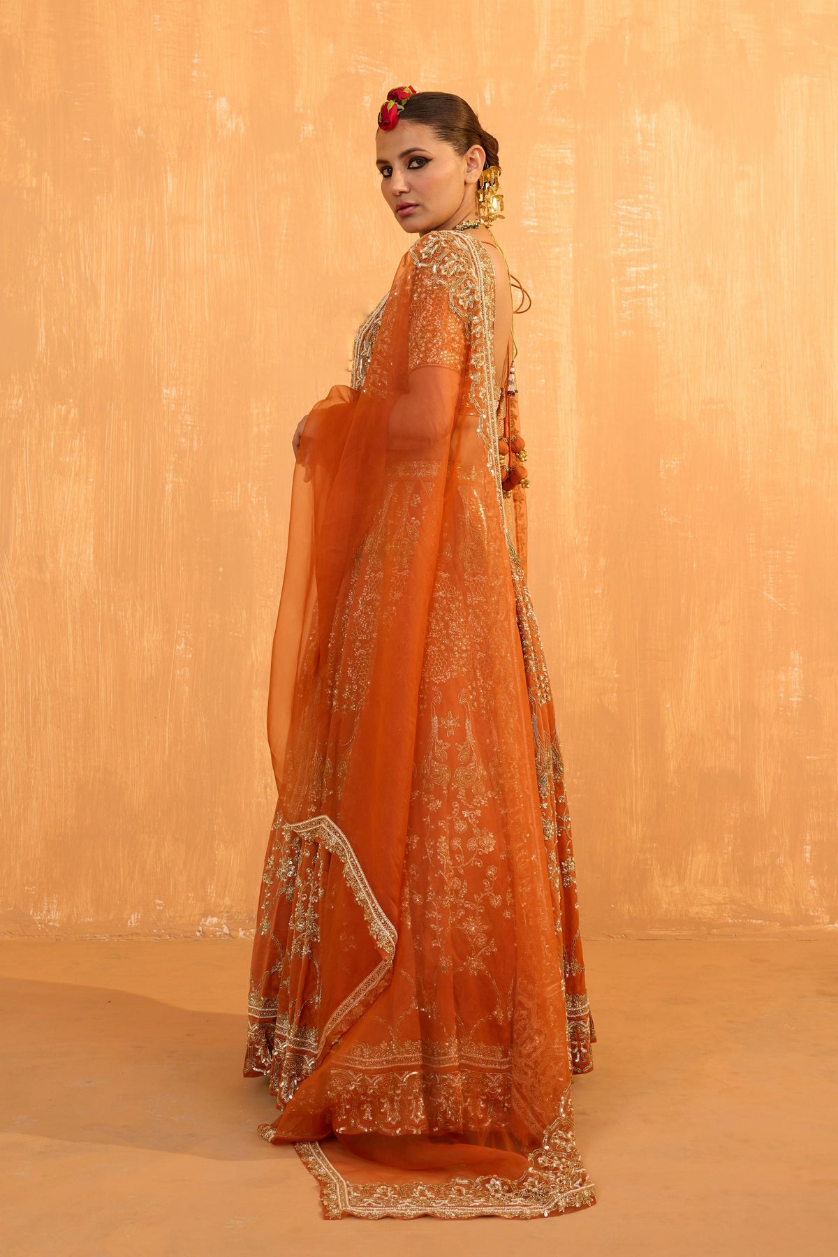Orange Rust Lehenga Set