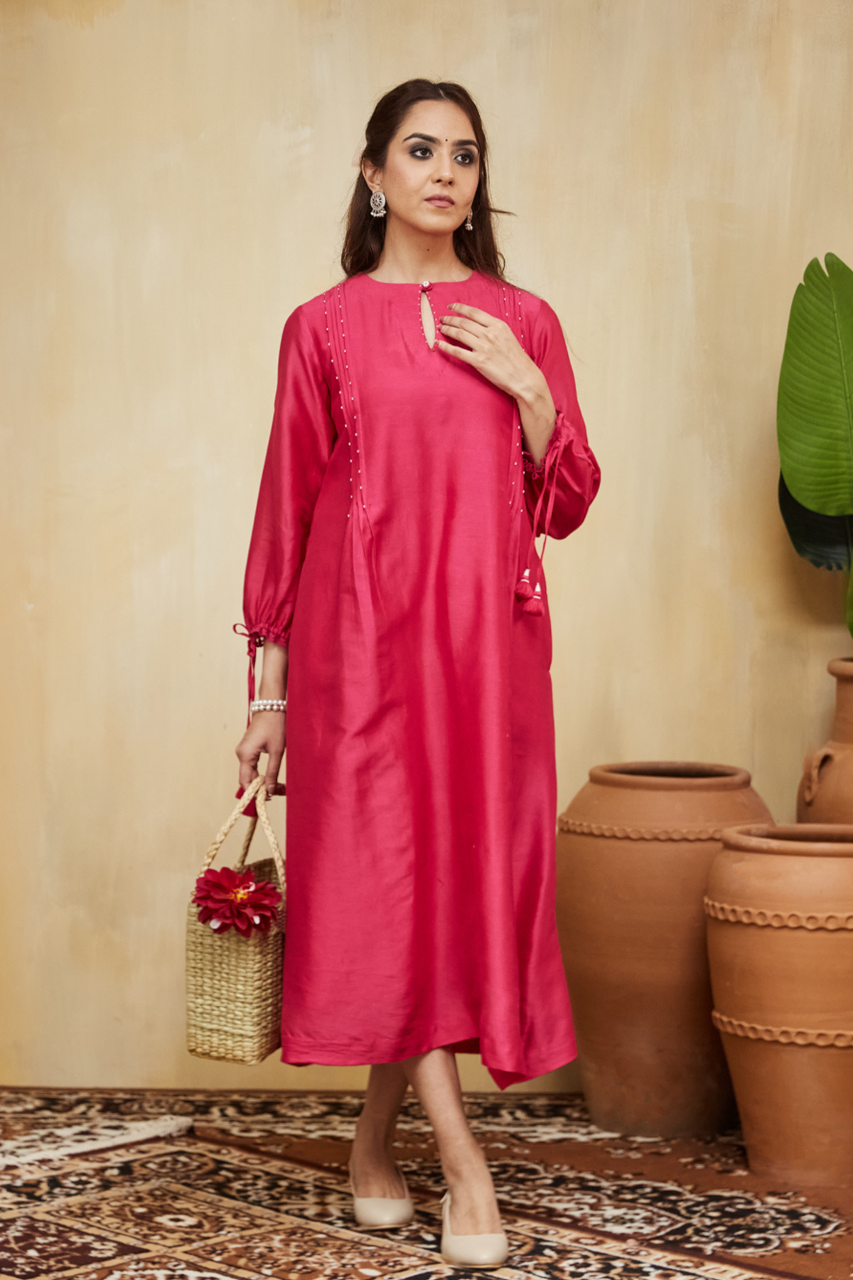 Pink Chanderi Aisha Dress