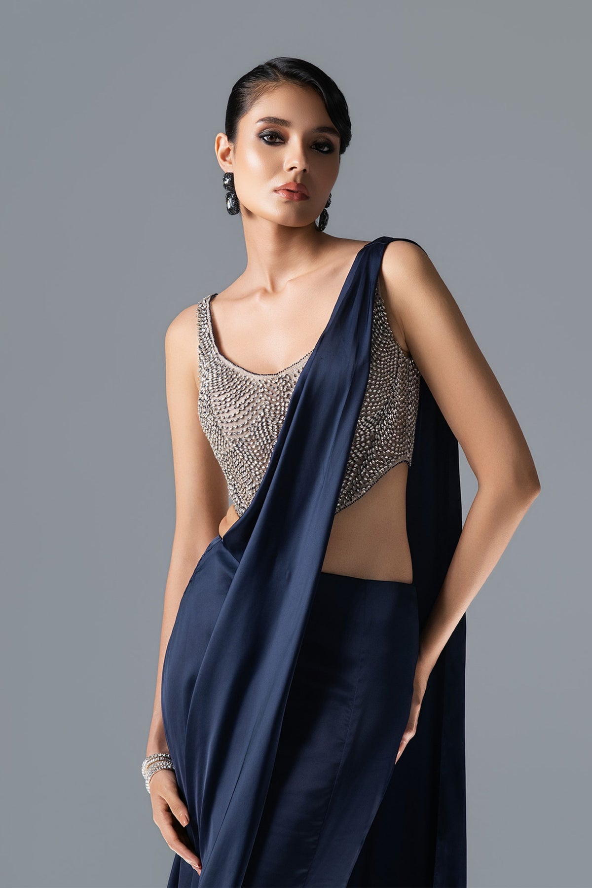 Crystal Eclipse Draped Saree Set