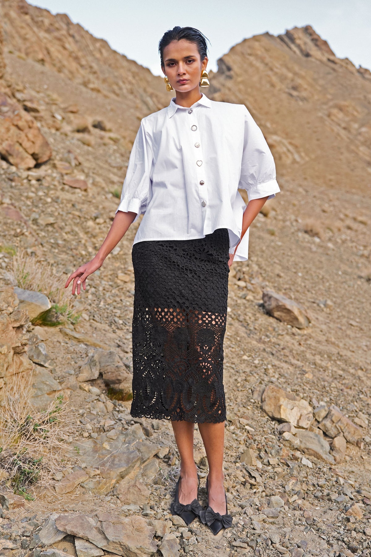 Metallic Lace Skirt