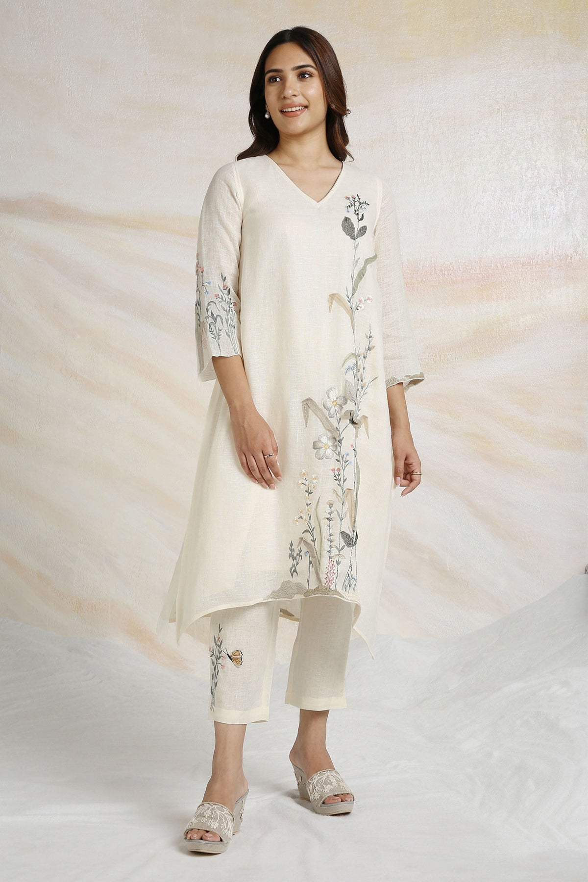 Off White Prairie Kurta Set