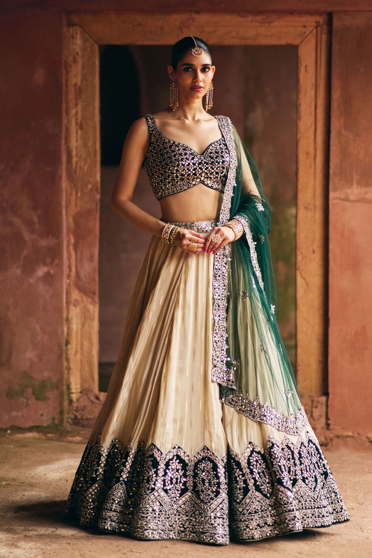 Gold Tissue Lehenga Set