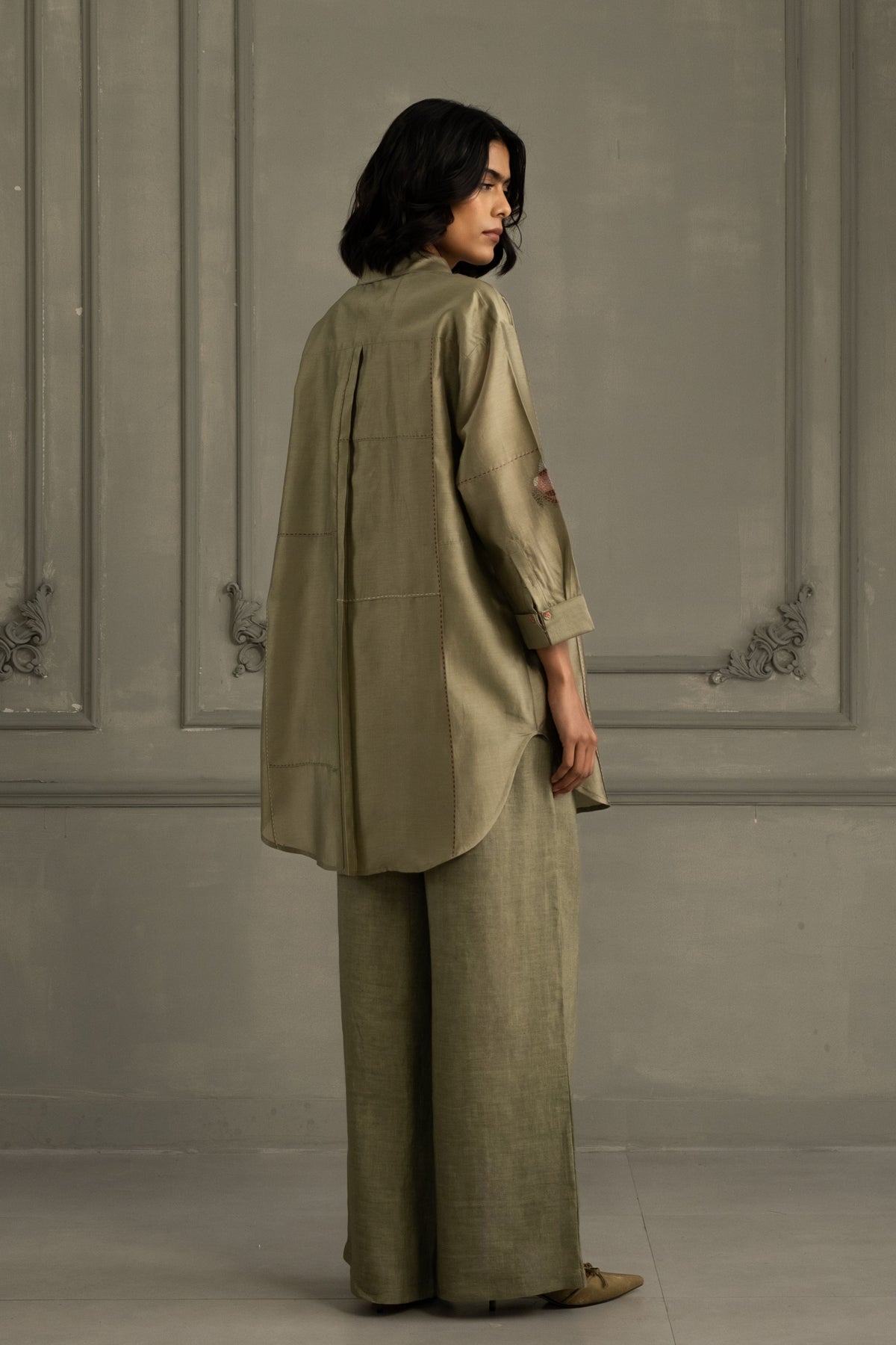 Sage Green Silk Co-ord Set