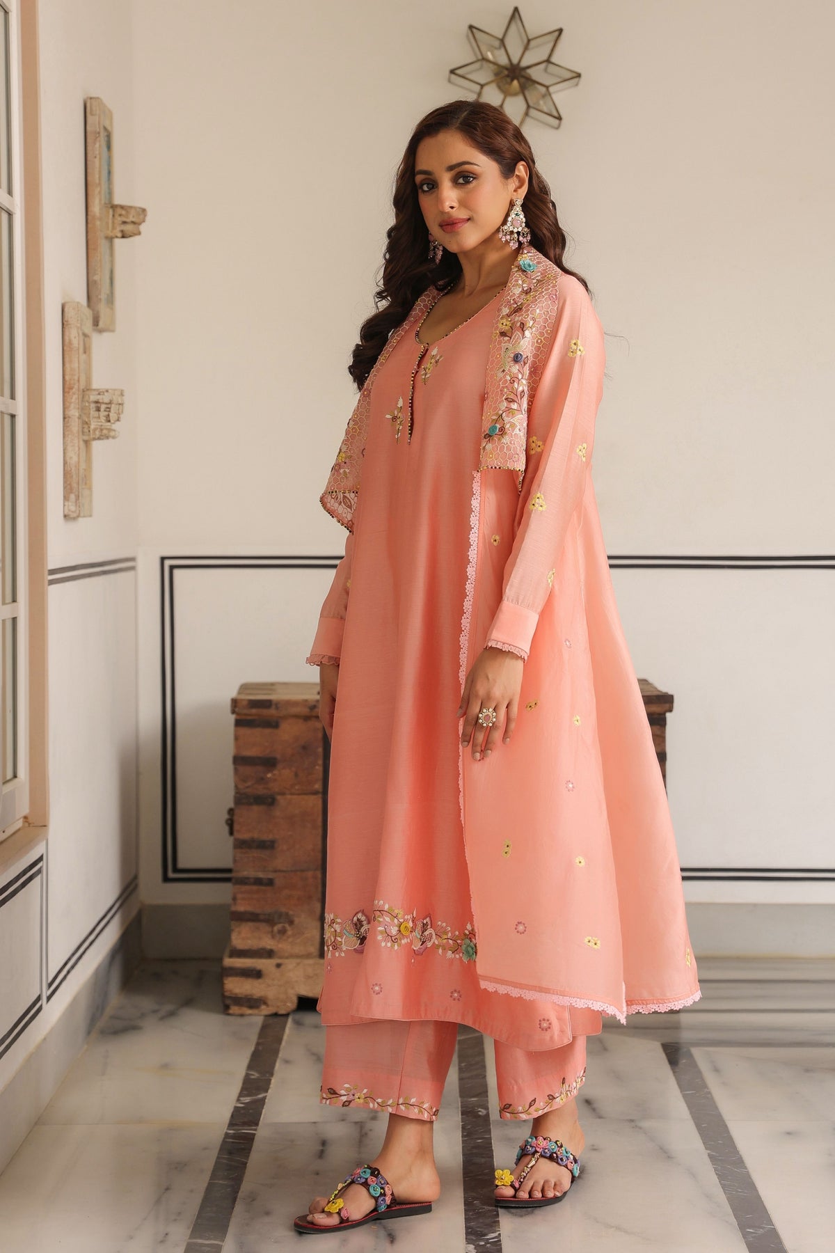 Gulzarpeach Jacket Set