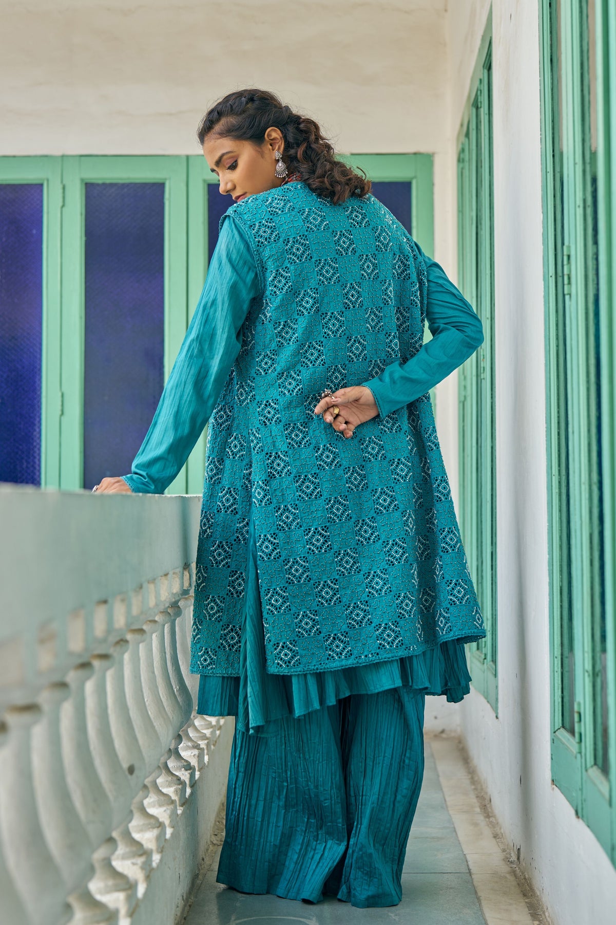 Teal Hand Work Jacket Set