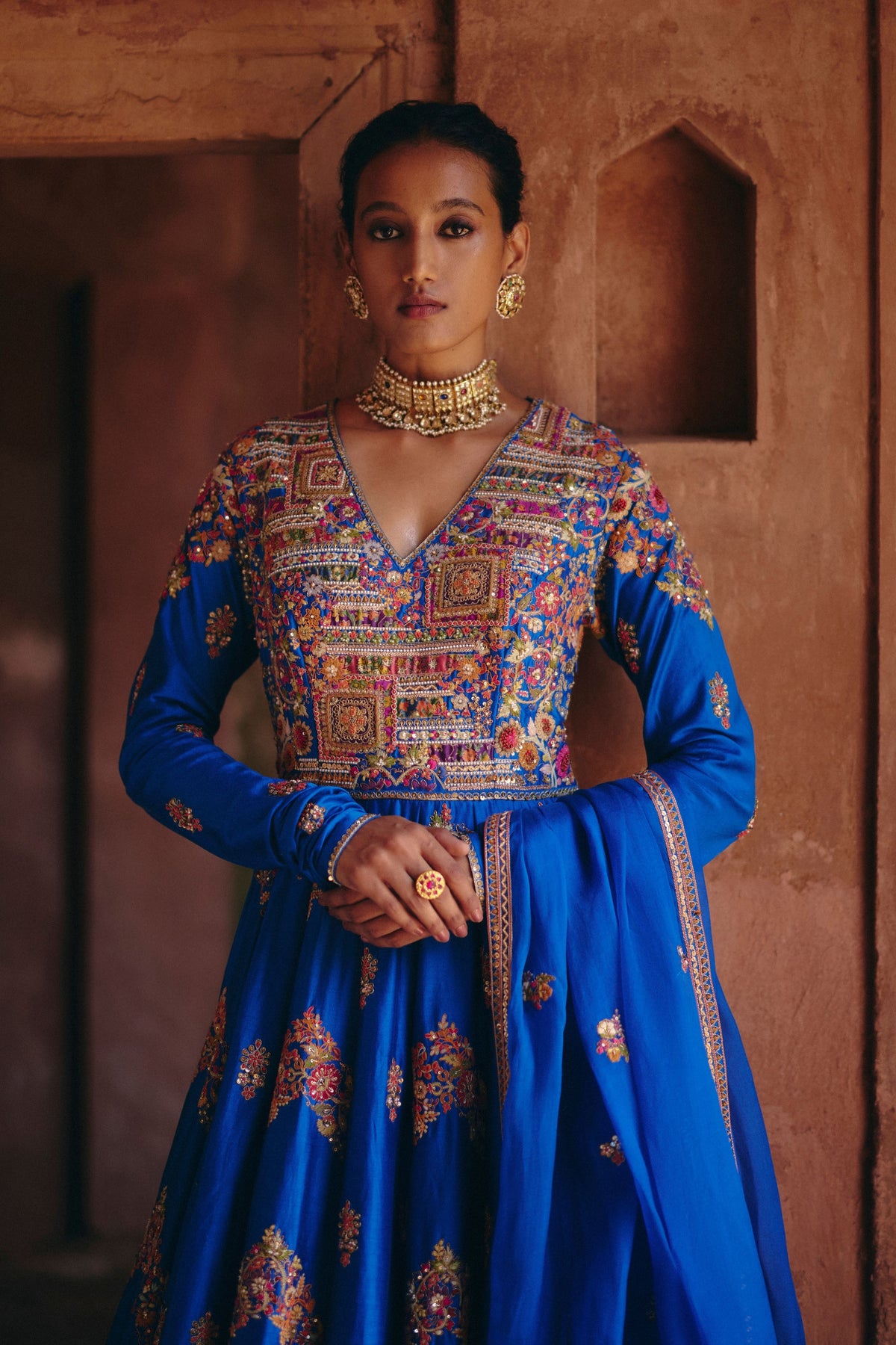 Gulrez Chevron Anarkali Set