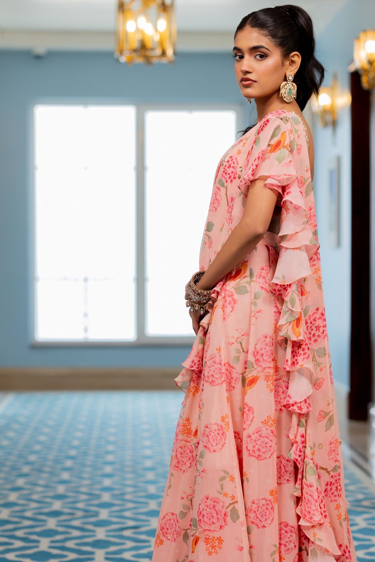 Drape Saree Set in Pink