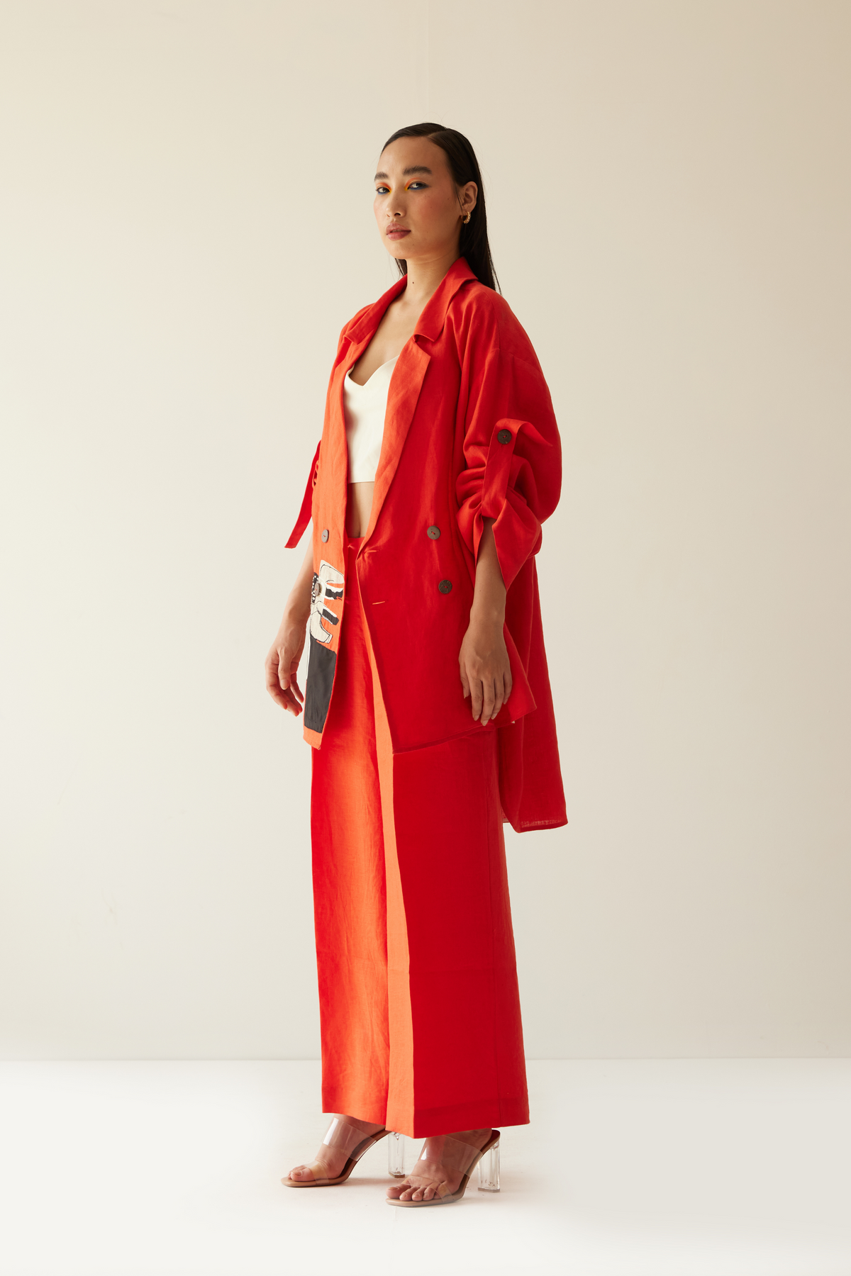 Orange Linen Oversized Co-ord Set