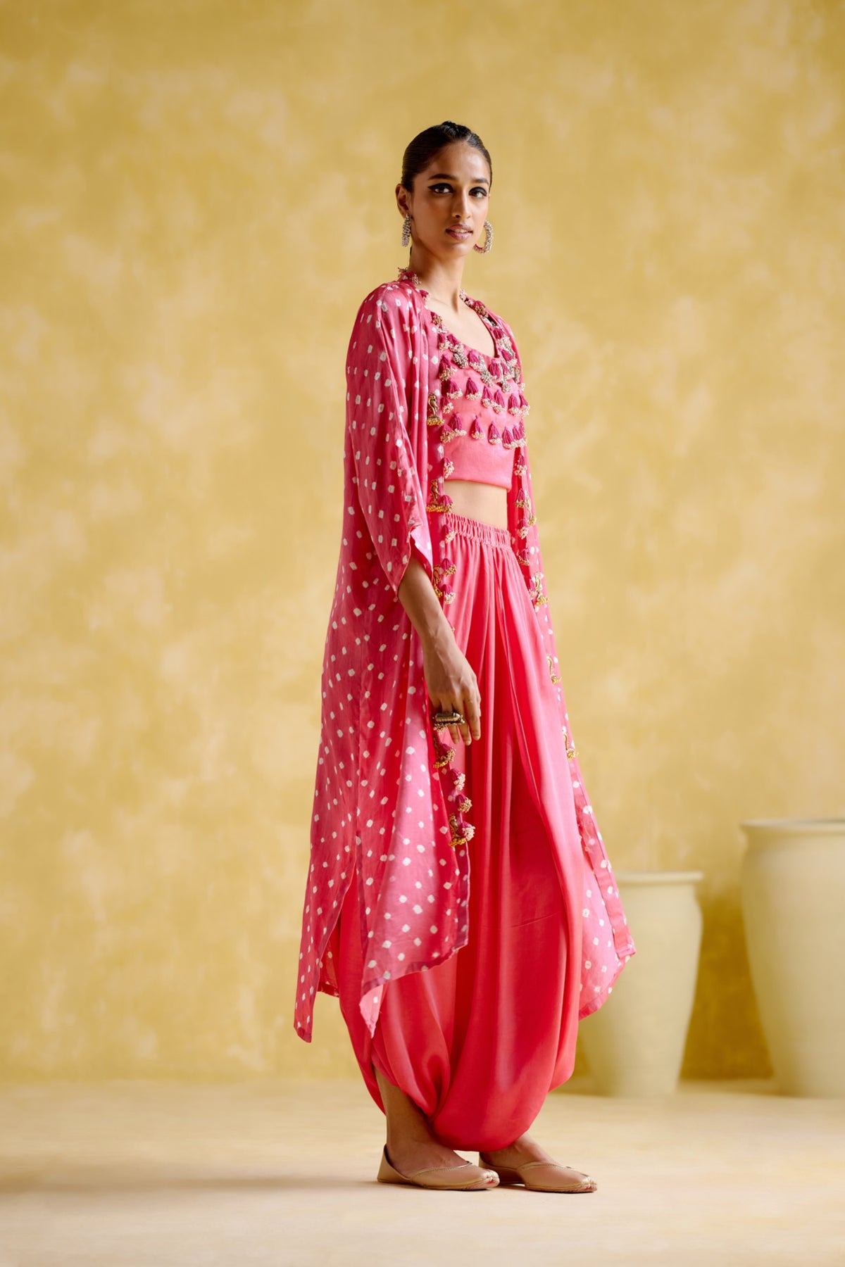 Malini Pink Bandhini Set
