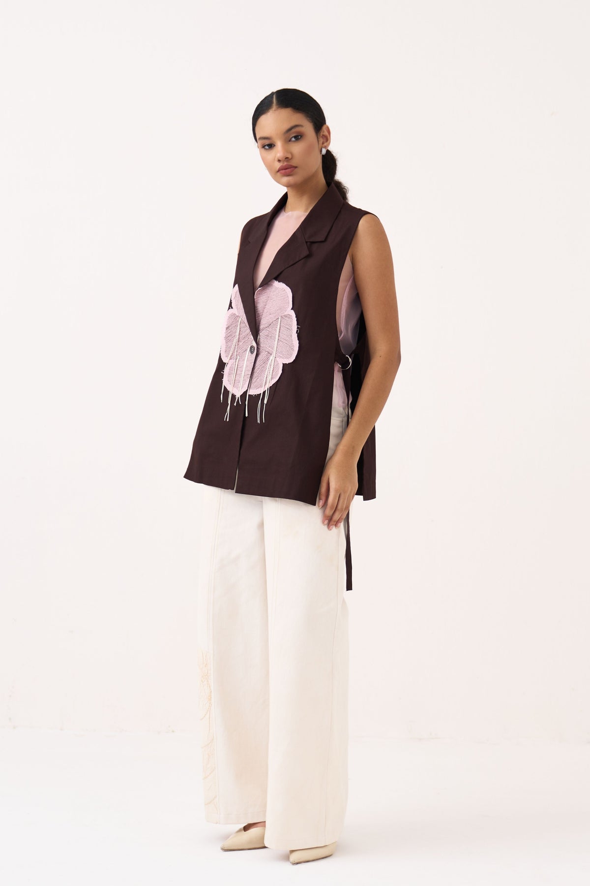 Floral Applique Waistcoat Set